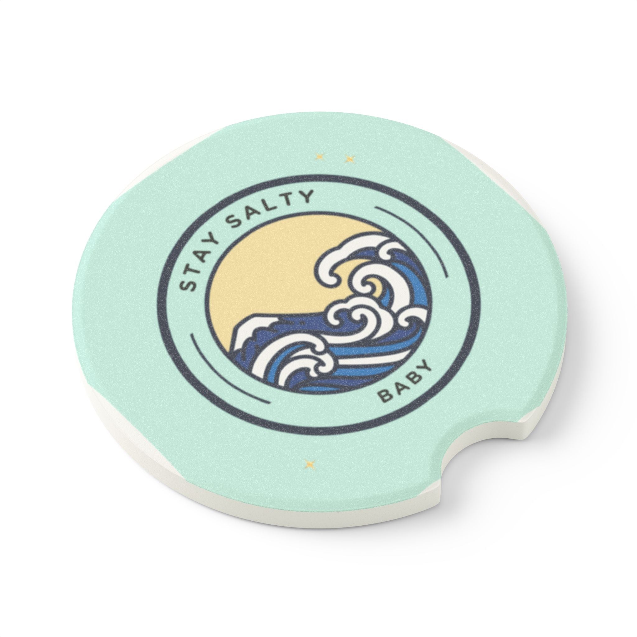 Soapstone Car Coaster – Stay Salty Baby Design | Coastal Gift for Car Lovers