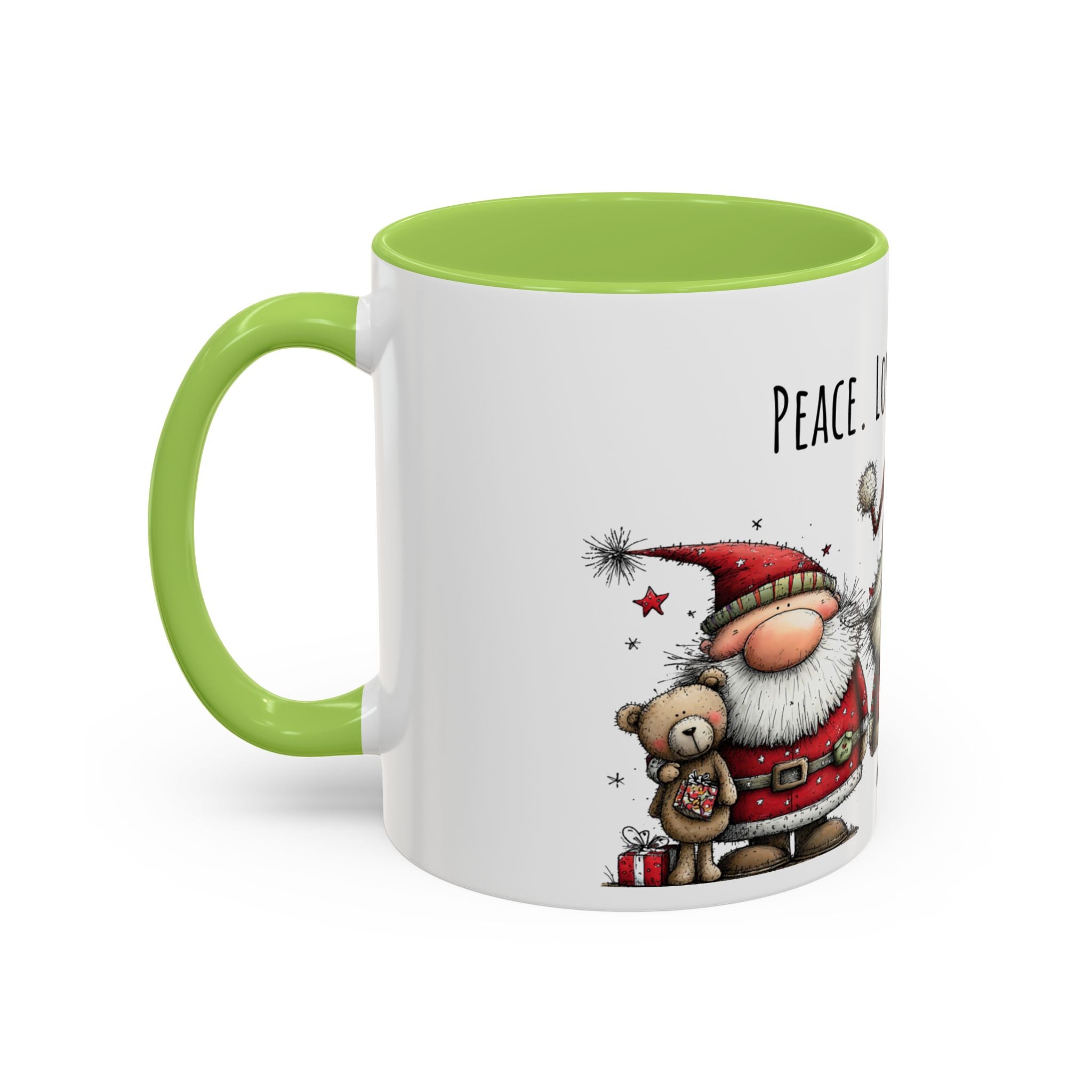 Peace Love Caffeine Santa Mug – Cozy Christmas Coffee Cup