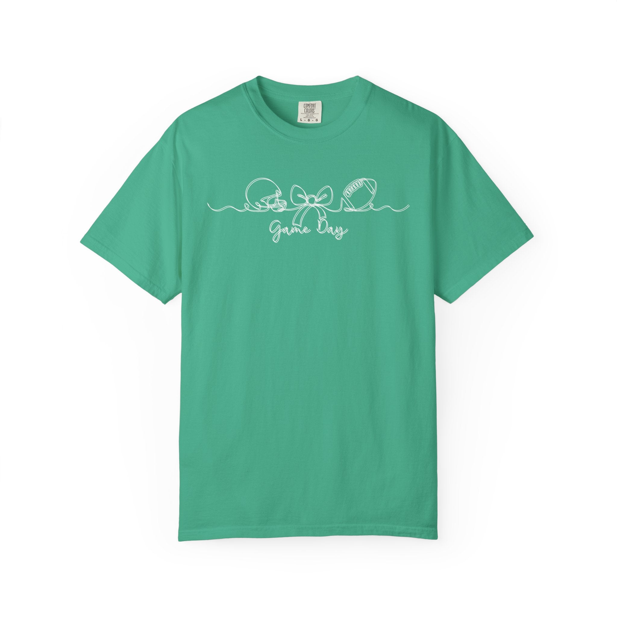 Game Day Football T-Shirt – Cute Bow & Helmet Graphic Tee for Sports Moms & Fans