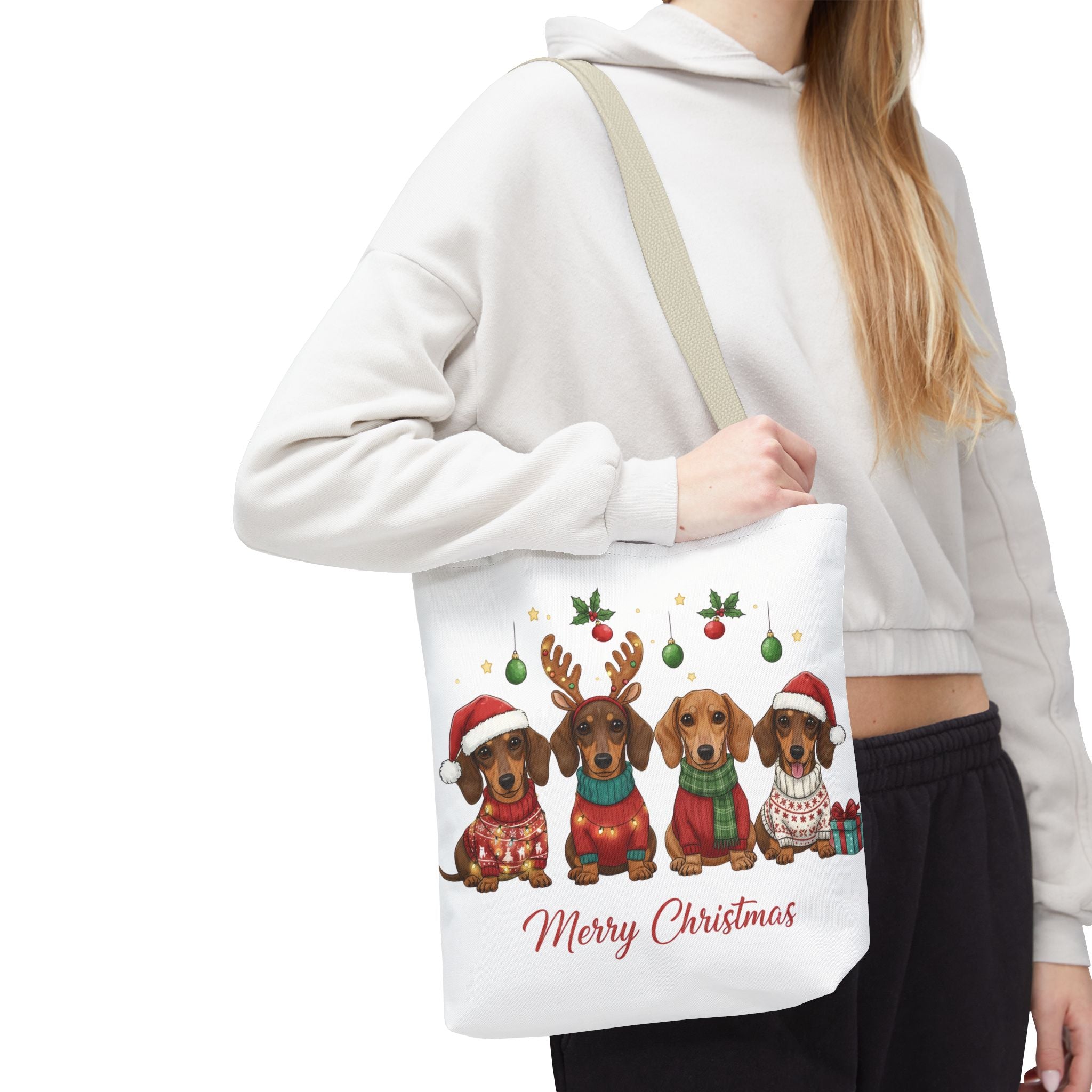 Dachshund Christmas Tote – Canvas Bag with Cute Holiday Dog Design