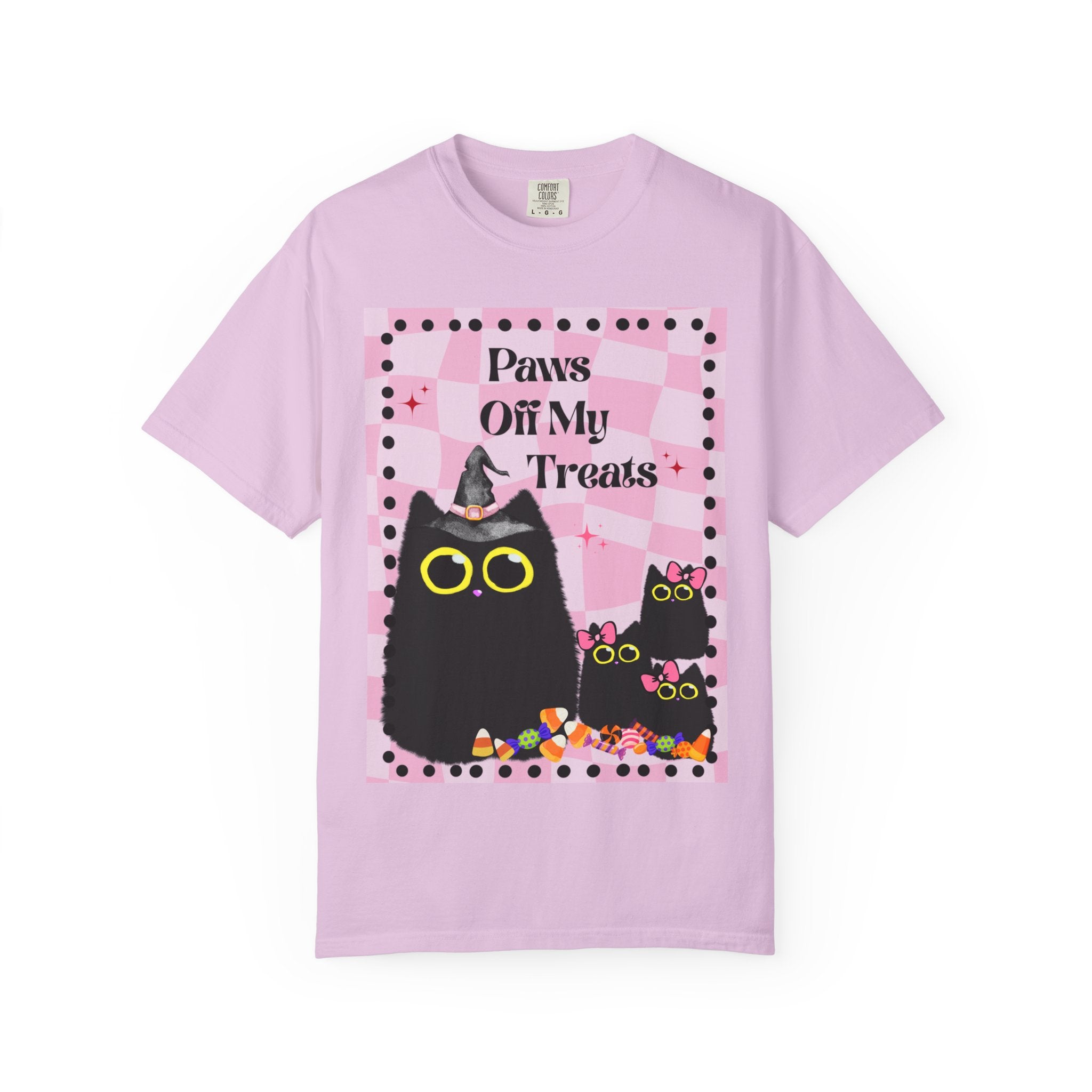 Paws Off My Treats Black Cat Halloween Shirt Comfort Colors Tee