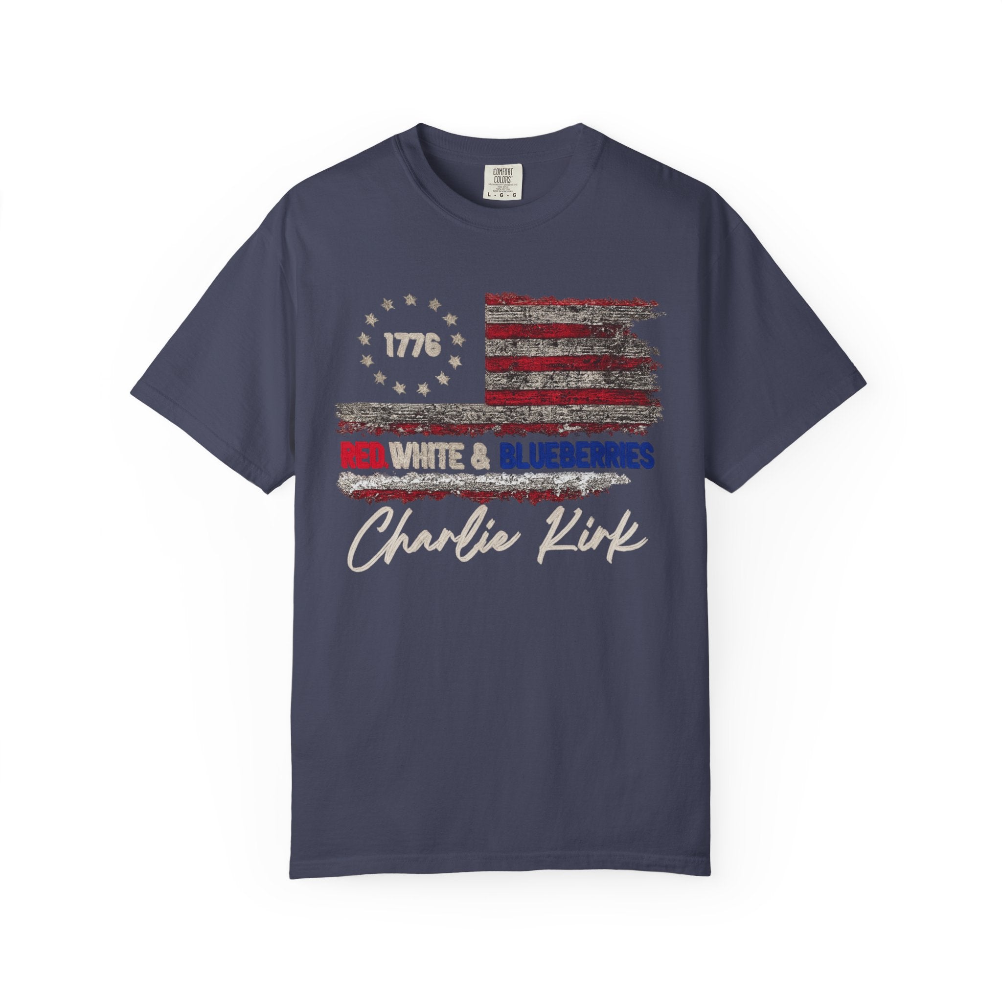 1776 Red White & Blueberries Shirt|Distressed American Flag Patriotic Tee