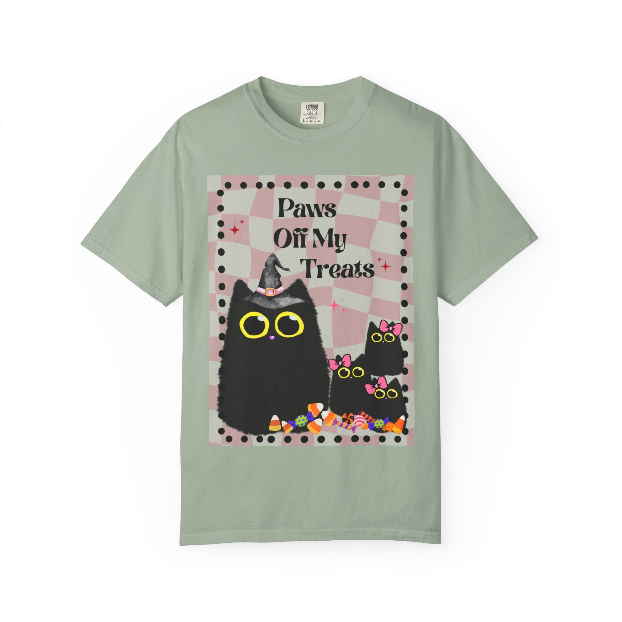 Paws Off My Treats Black Cat Halloween Shirt Comfort Colors Tee
