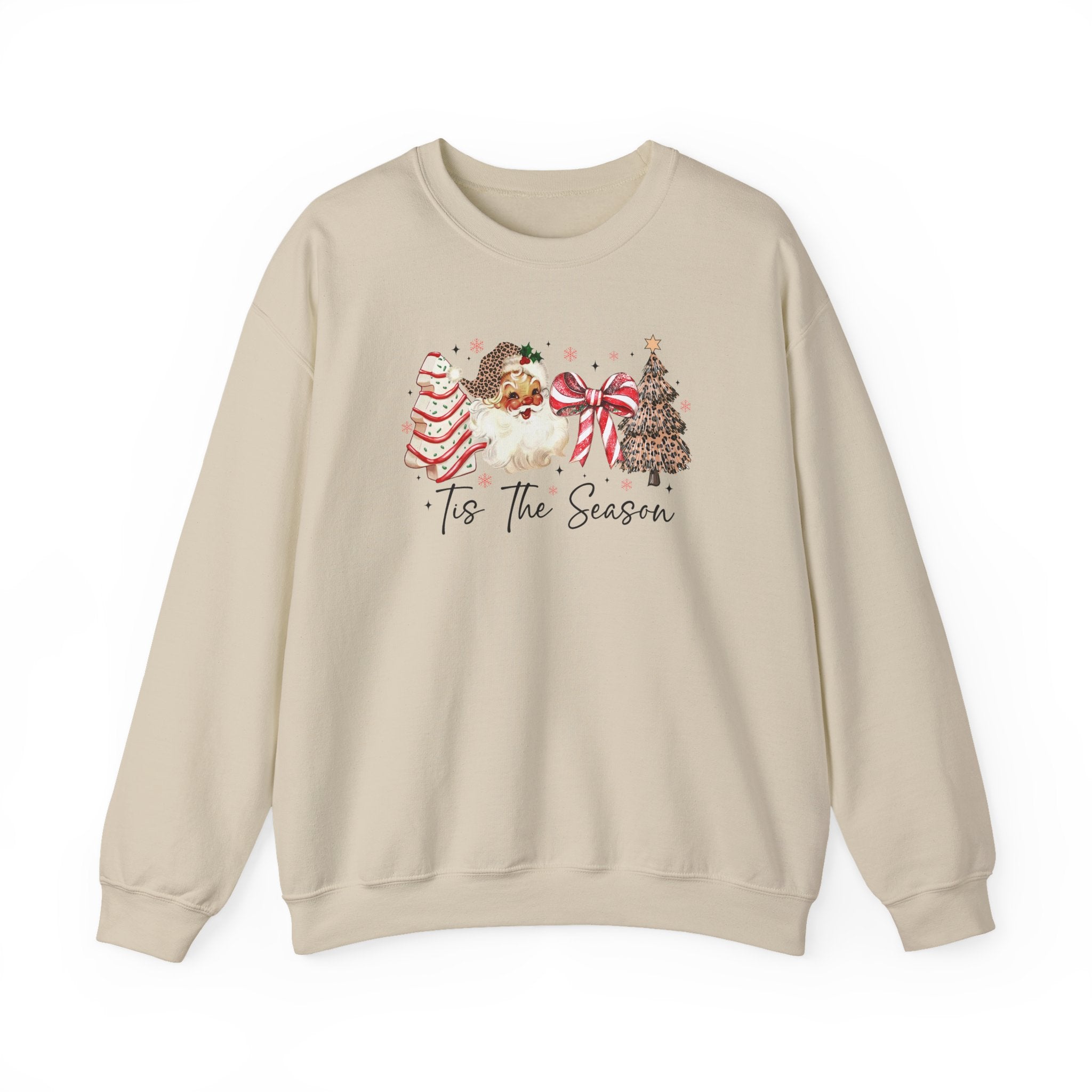 Tis the Season Shirt – Vintage Leopard Santa Christmas Tee, Cute Holiday Shirt for Women, Retro Christmas Aesthetic Top