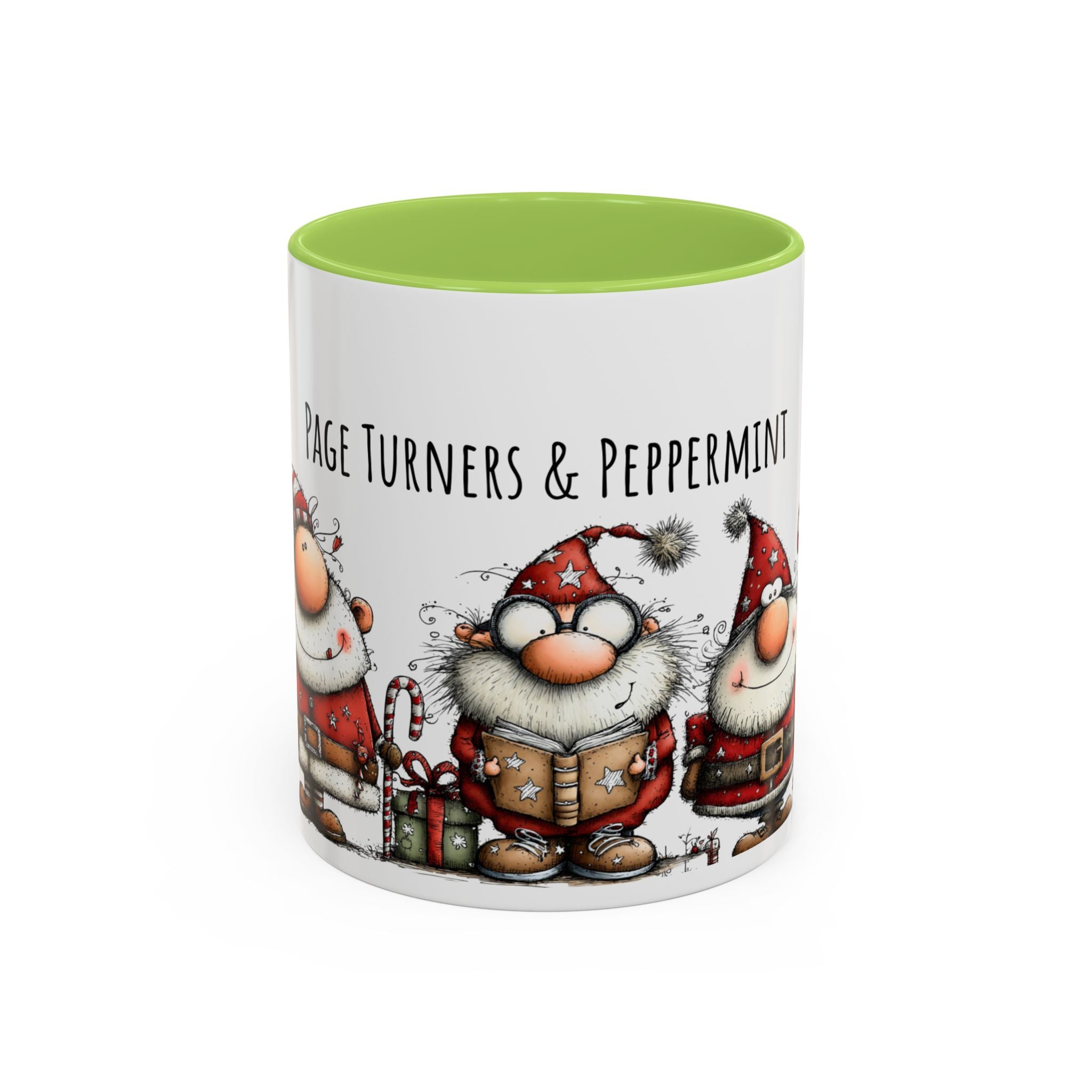 Page Turners & Peppermint Santa Mug – Cute Christmas Mug for Book Lovers