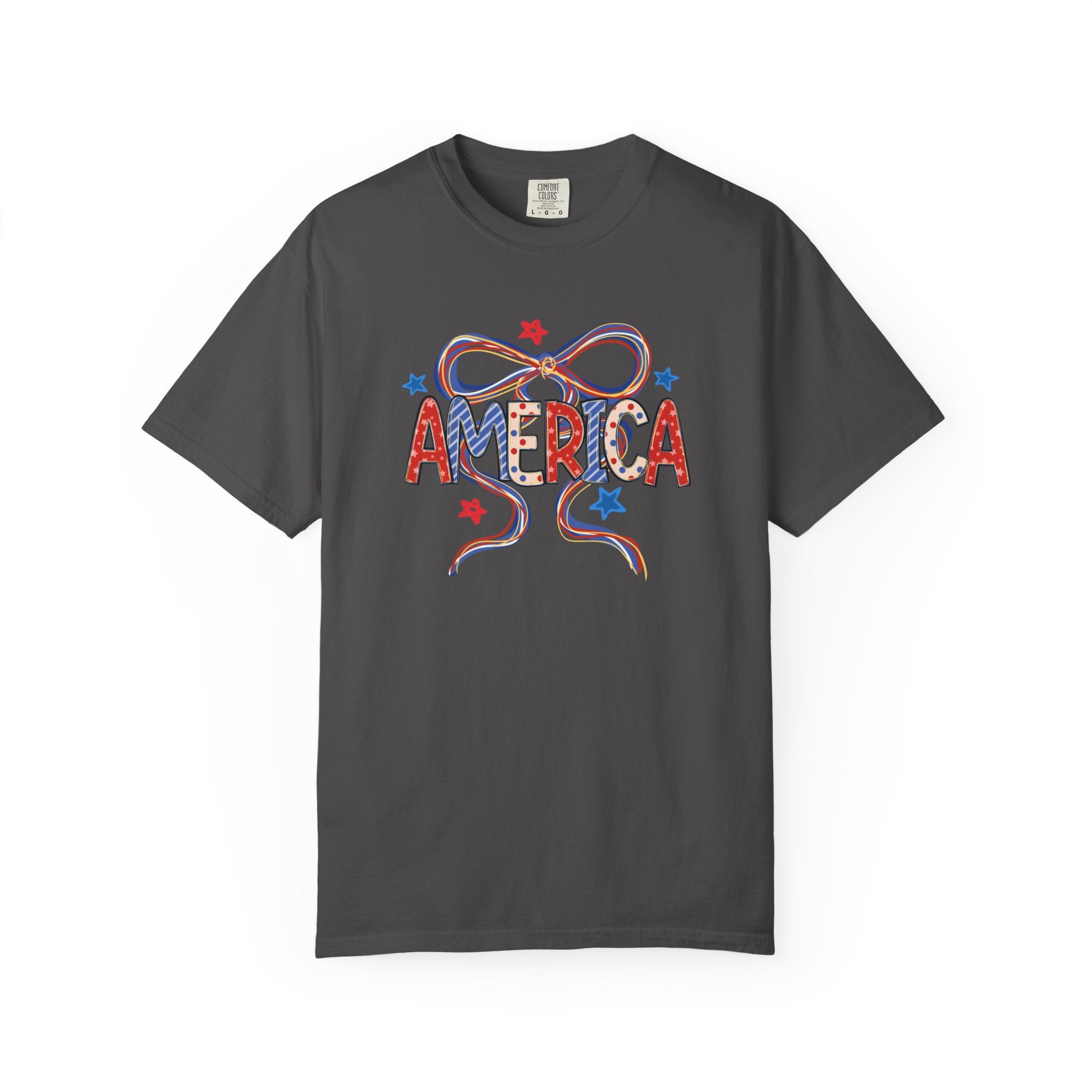 Preppy America Coquette Tee | Patriotic Bow Graphic T-Shirt