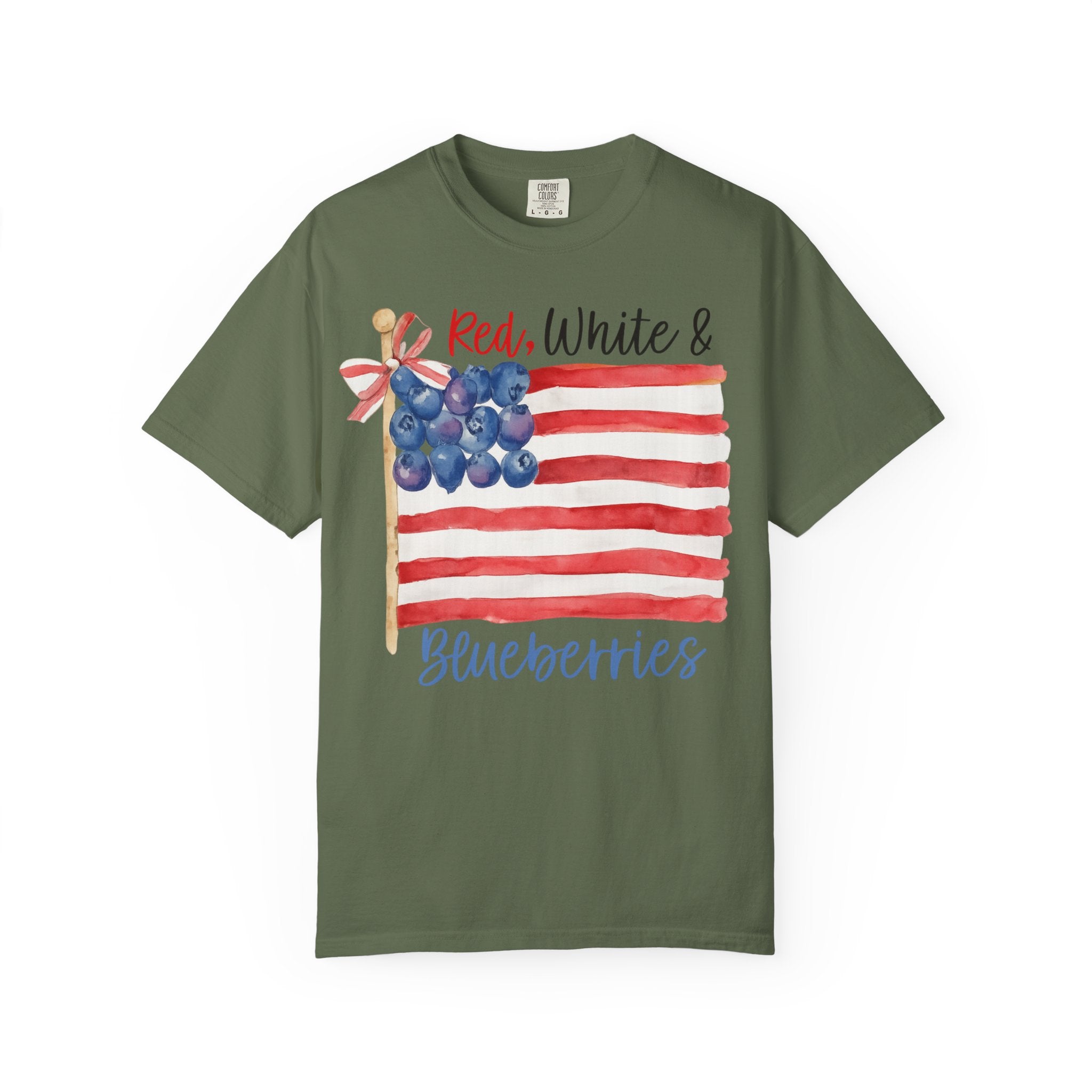 Red, White & Blueberries Tee – Patriotic Flag Shirt – Watercolor Americana