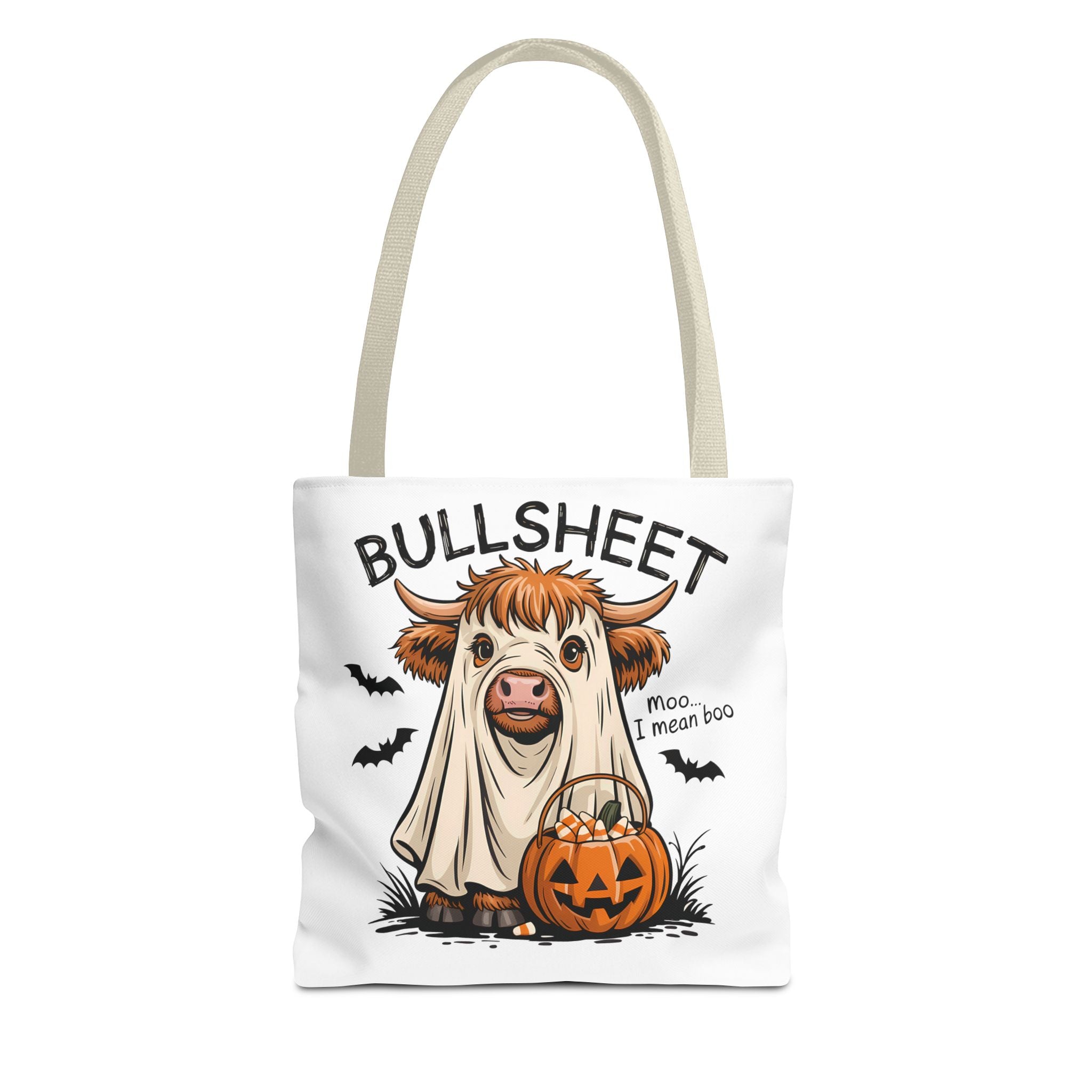 Bullsheet Halloween Canvas Tote Bag – Highland Cow Trick-or-Treat Bag
