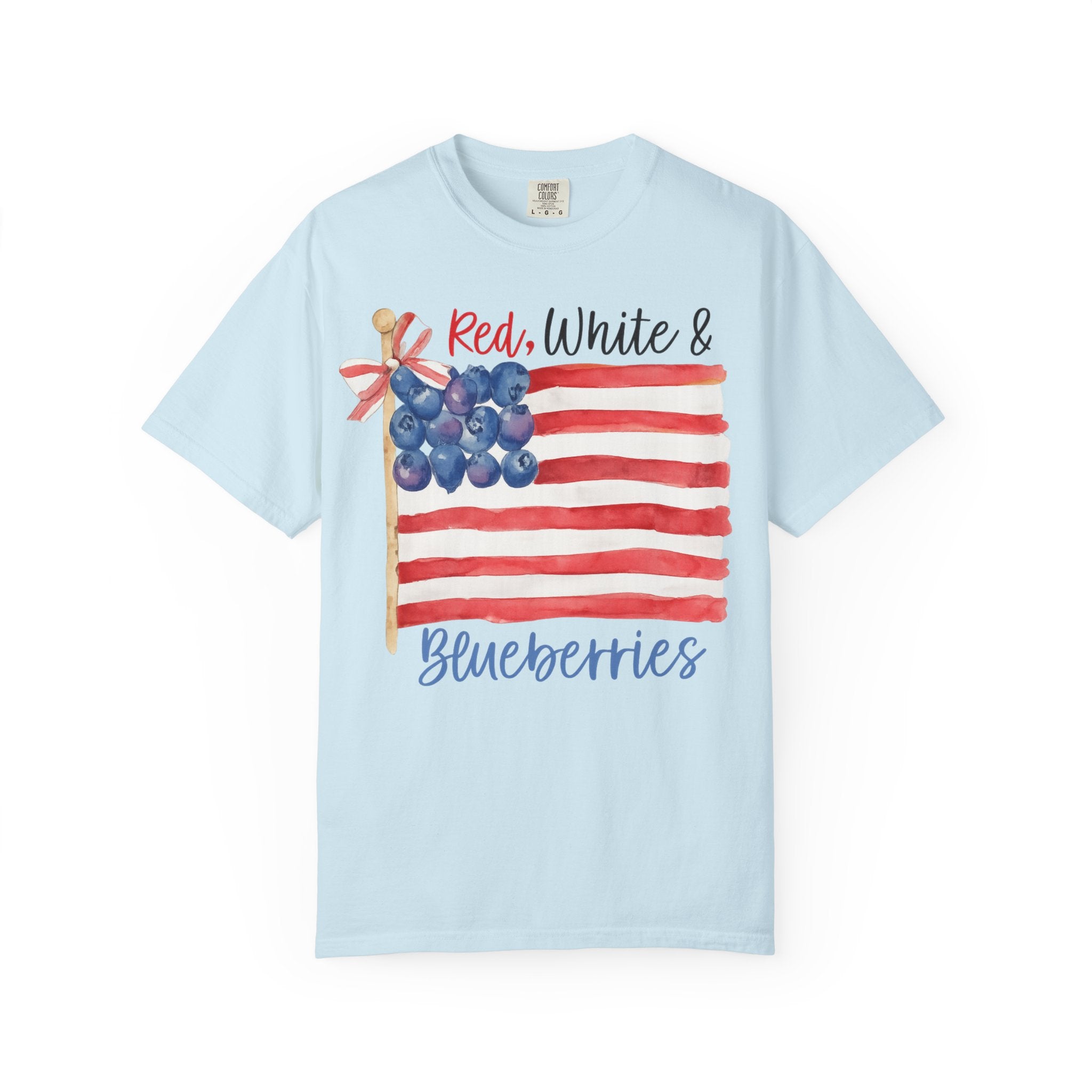 Red, White & Blueberries Tee – Patriotic Flag Shirt – Watercolor Americana