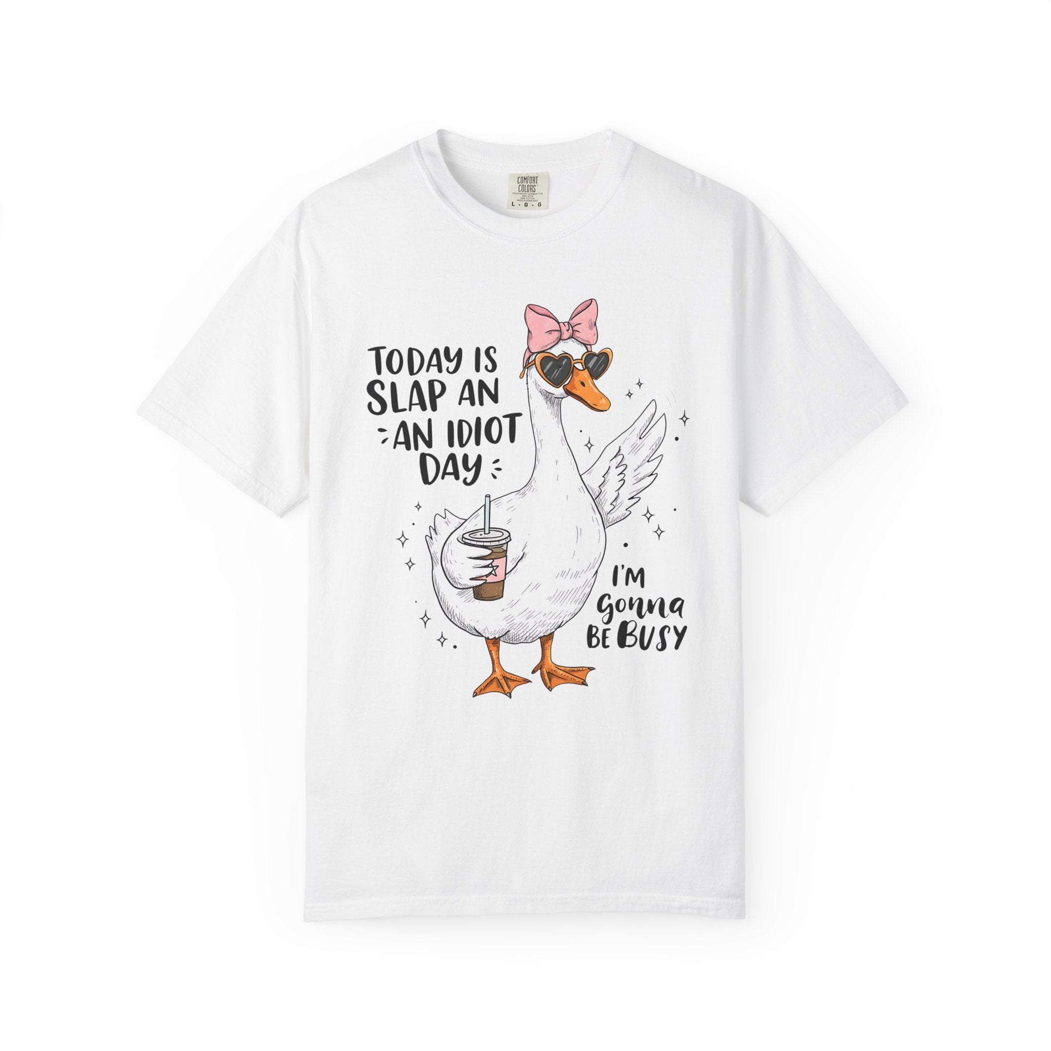 Cool Duck Shirt – Funny Iced Coffee Duck Tee with Bow and Shades, Cute Animal T-Shirt for Coffee Lovers, Quirky Summer Shirt
