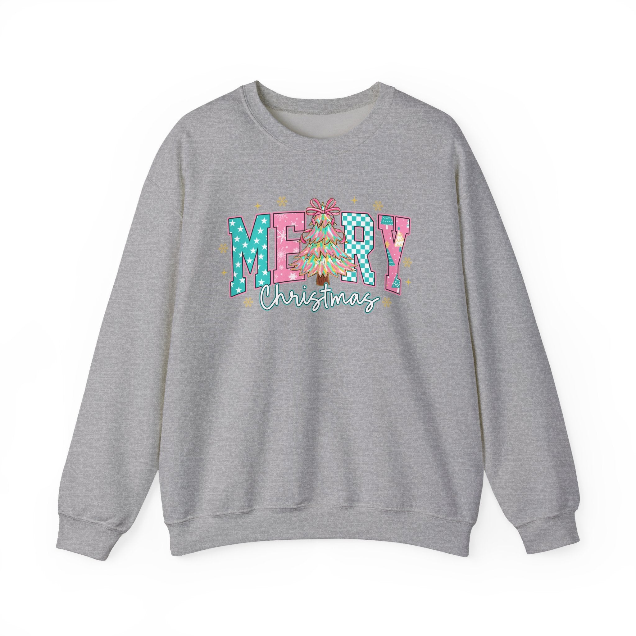 Merry Christmas Sweatshirt | Preppy Pink Christmas Sweater | Cozy Holiday Crewneck for Women