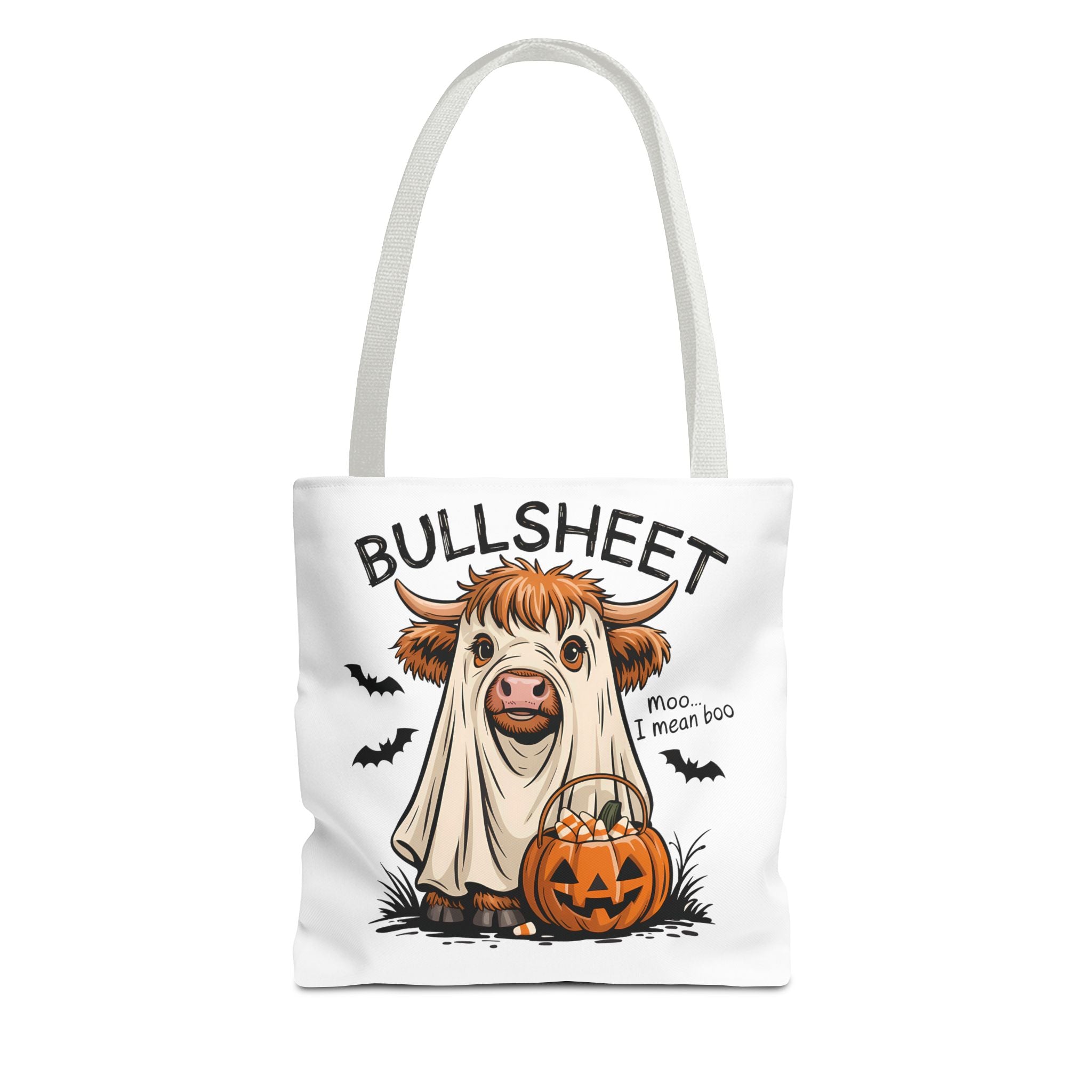 Bullsheet Halloween Canvas Tote Bag – Highland Cow Trick-or-Treat Bag