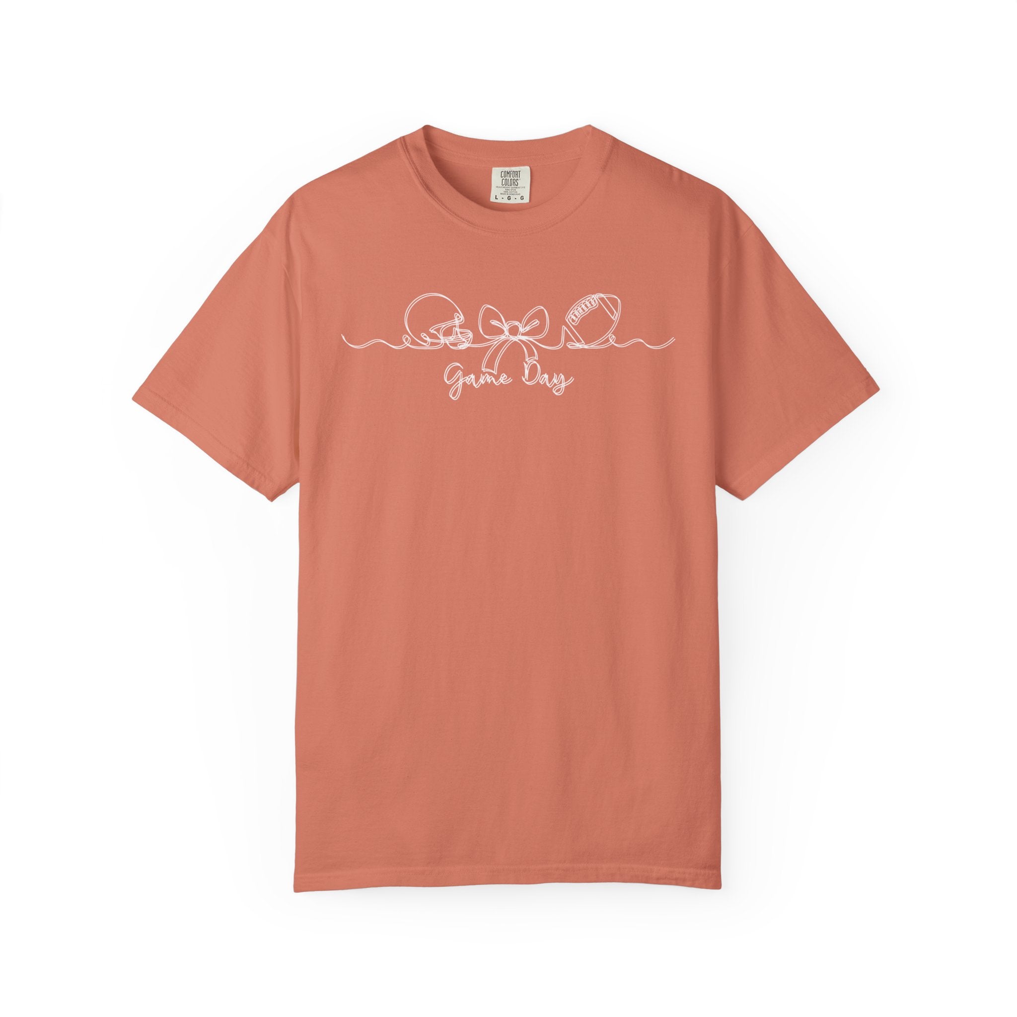 Game Day Football T-Shirt – Cute Bow & Helmet Graphic Tee for Sports Moms & Fans