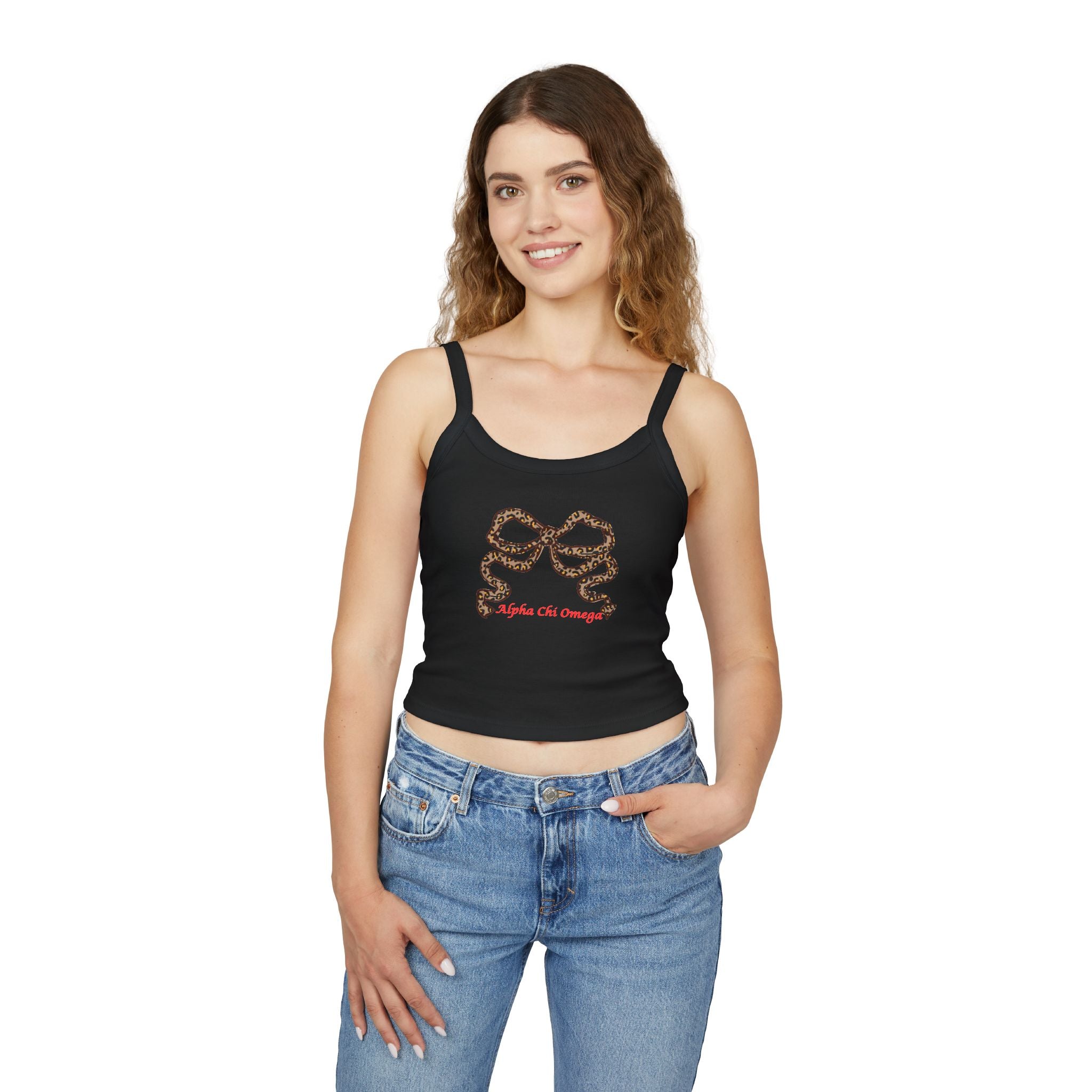 Leopard Bow Crop Top – Sorority Big Little Spaghetti Strap Shirt