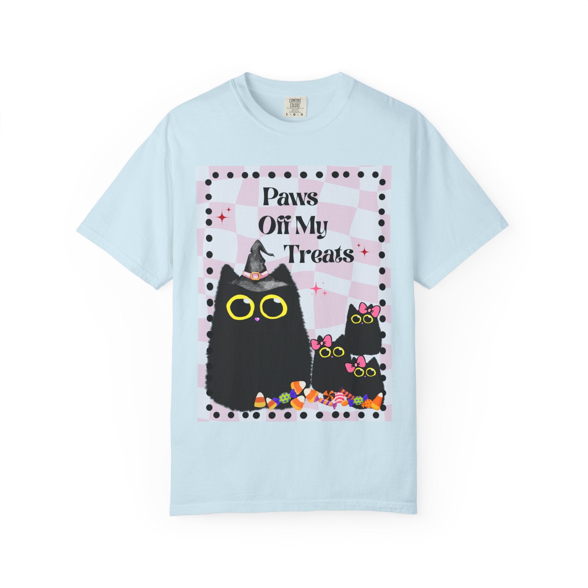 Paws Off My Treats Black Cat Halloween Shirt Comfort Colors Tee
