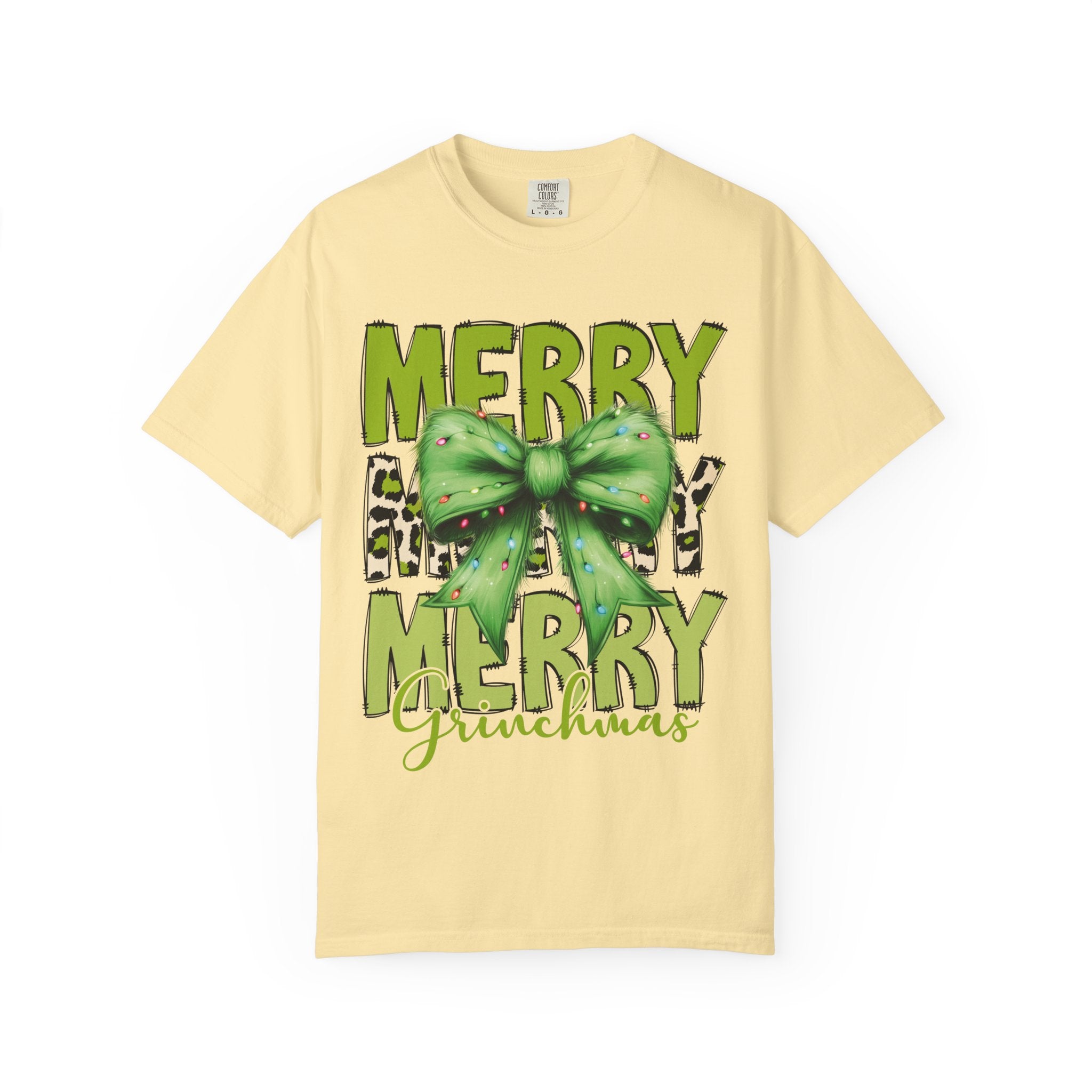 Merry Merry Grinchmas Shirt – Funny Christmas Tee with Leopard Bow