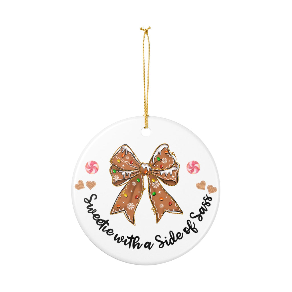 Sweetie with a Side of Sass Ornament – Gingerbread Bow Christmas Tree Decor
