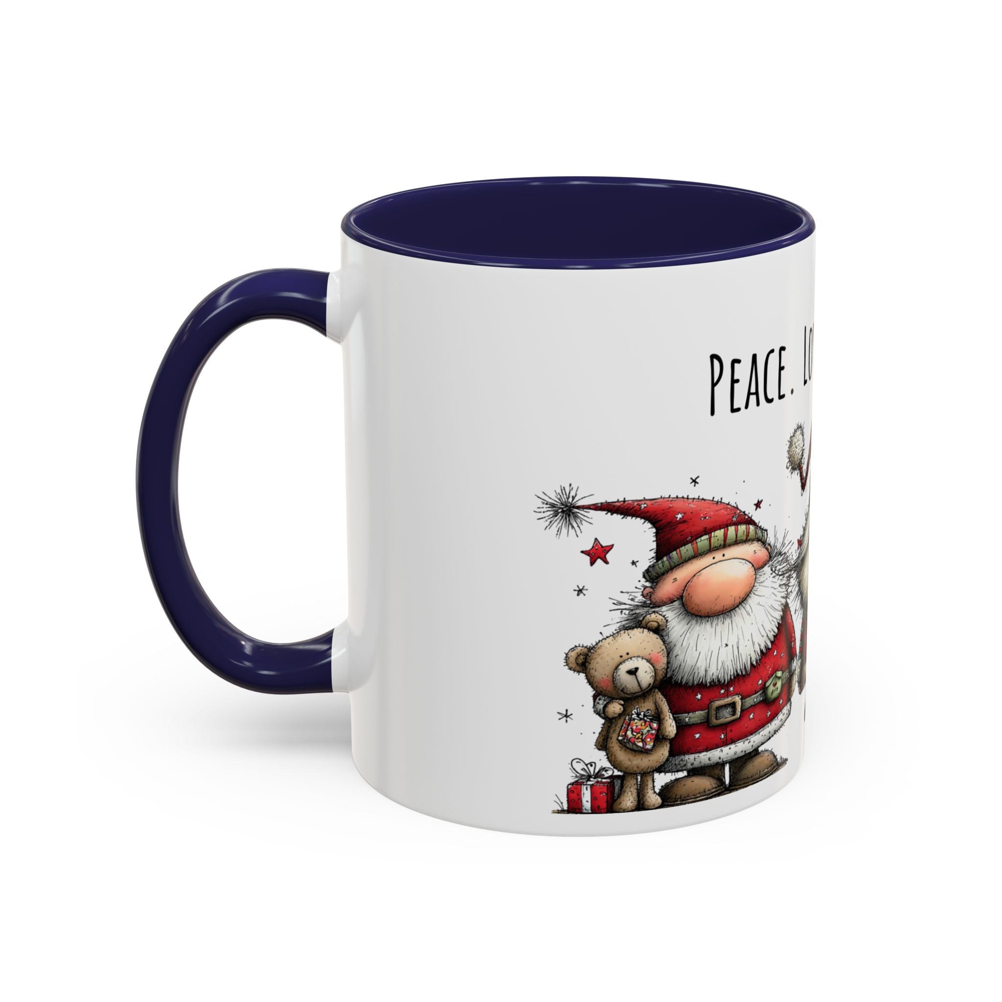 Peace Love Caffeine Santa Mug – Cozy Christmas Coffee Cup