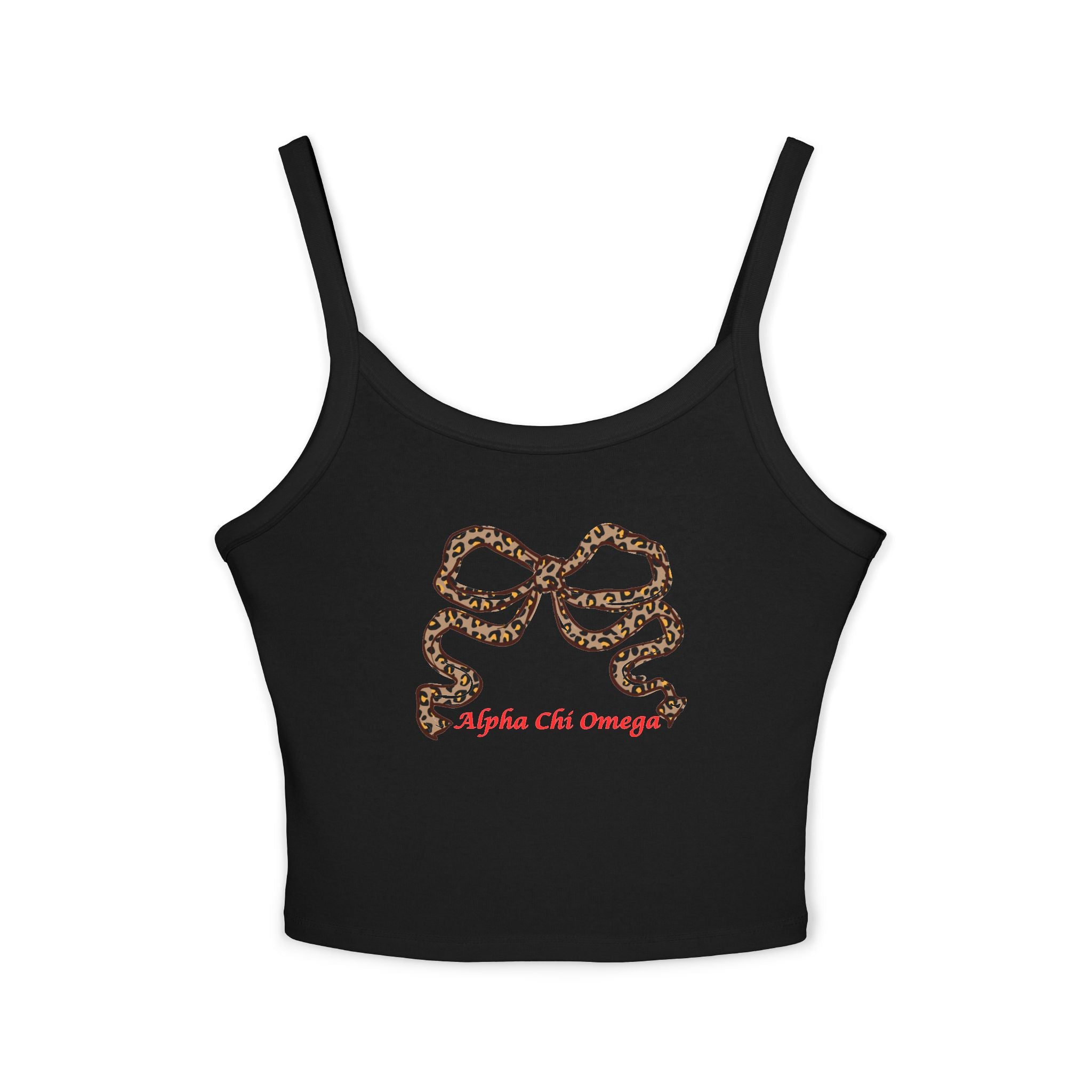 Leopard Bow Crop Top – Sorority Big Little Spaghetti Strap Shirt