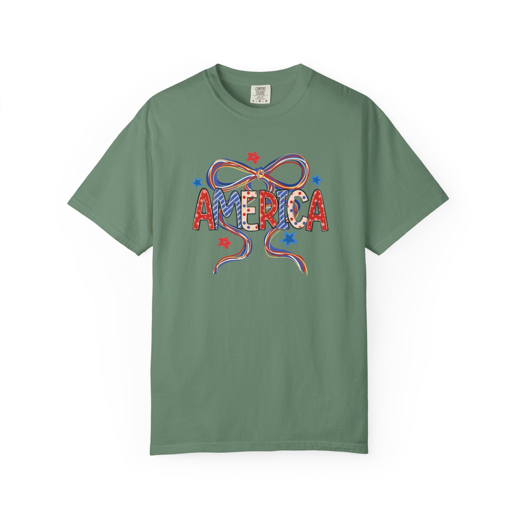 Preppy America Coquette Tee | Patriotic Bow Graphic T-Shirt