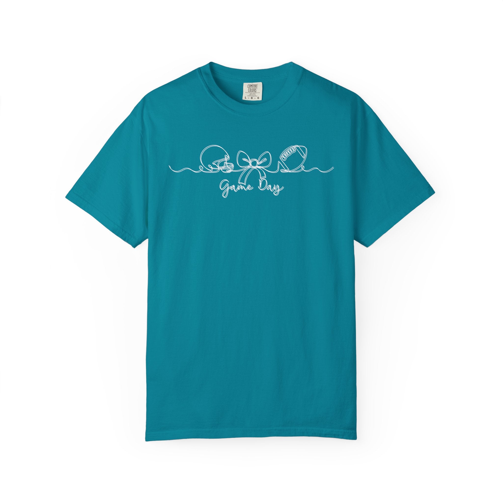Game Day Football T-Shirt – Cute Bow & Helmet Graphic Tee for Sports Moms & Fans