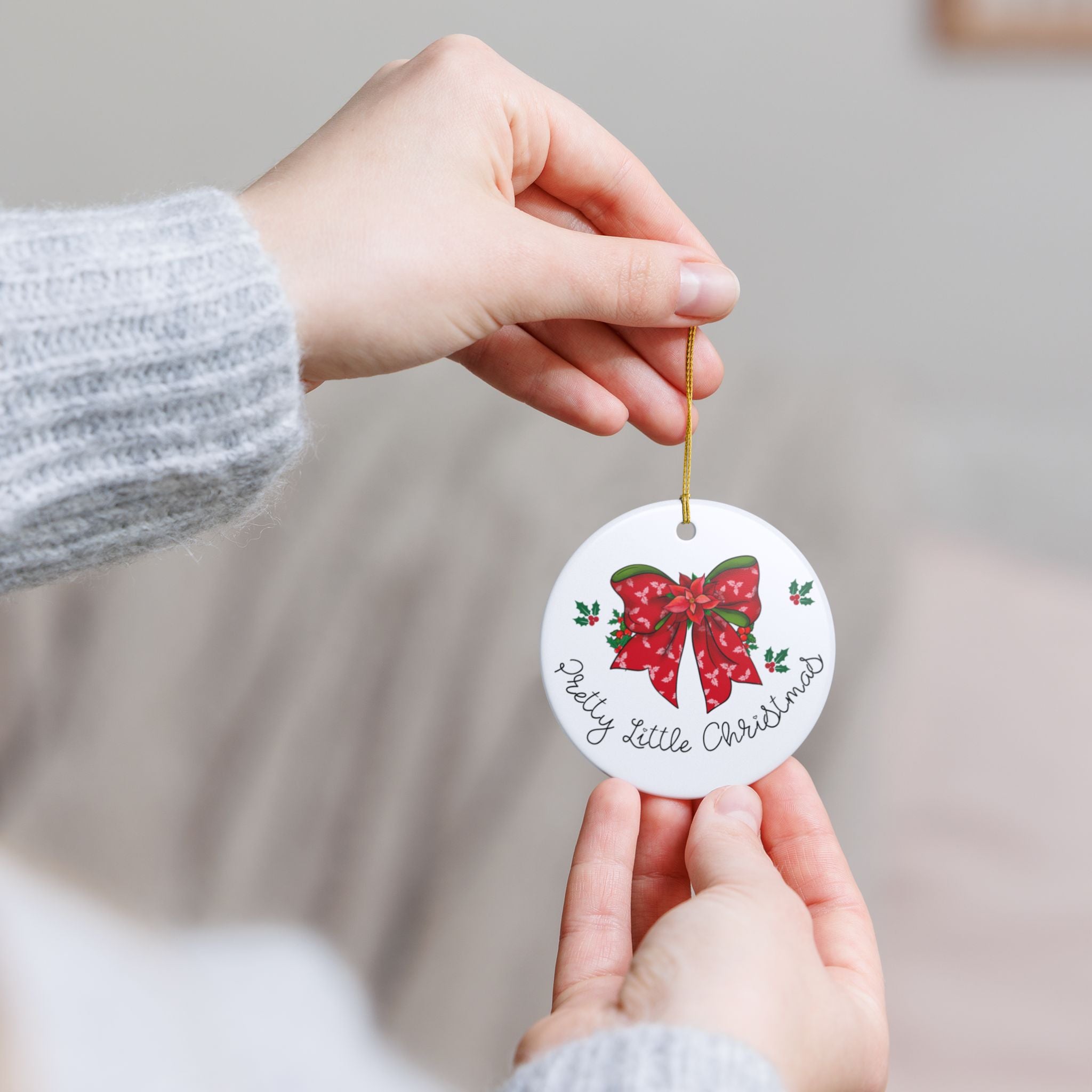 Pretty Little Christmas Ornament – Red Bow Tree Decor, Cute Holiday Gift