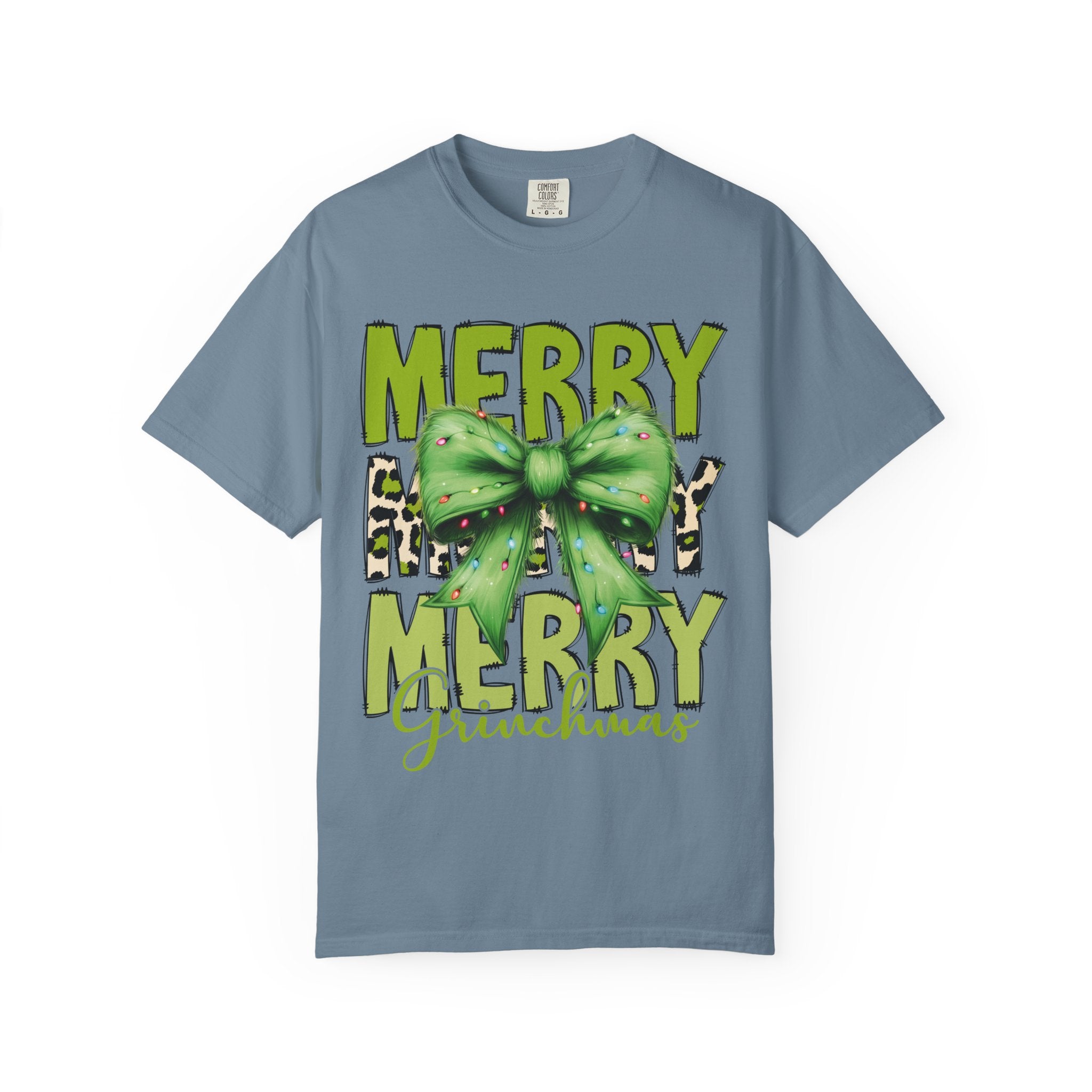 Merry Merry Grinchmas Shirt – Funny Christmas Tee with Leopard Bow