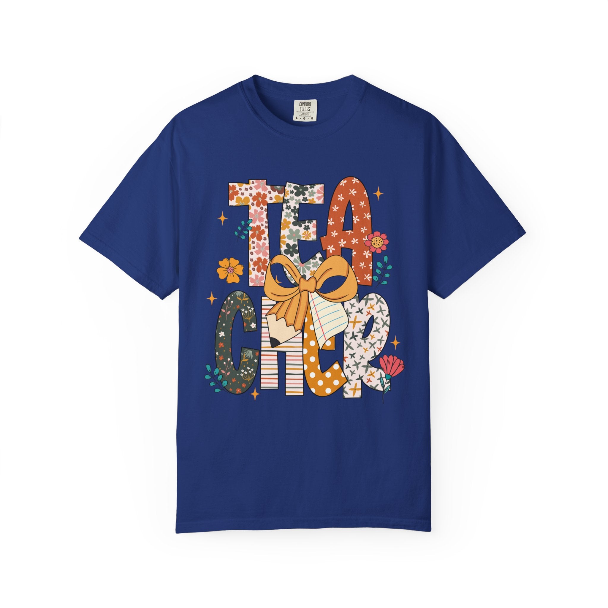 Floral Teacher T-Shirt – Cute Wildflower Graphic Tee with Bow for Women & Educators