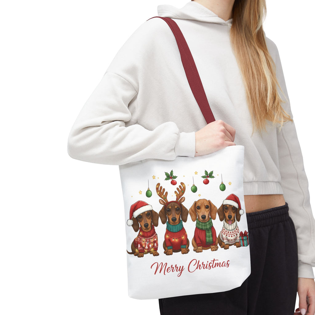 Dachshund Christmas Tote – Canvas Bag with Cute Holiday Dog Design