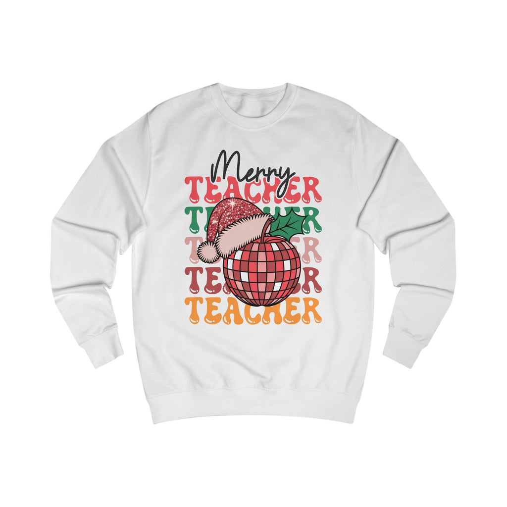 Merry Teacher Christmas Shirt | Retro Disco Apple Design for Educators