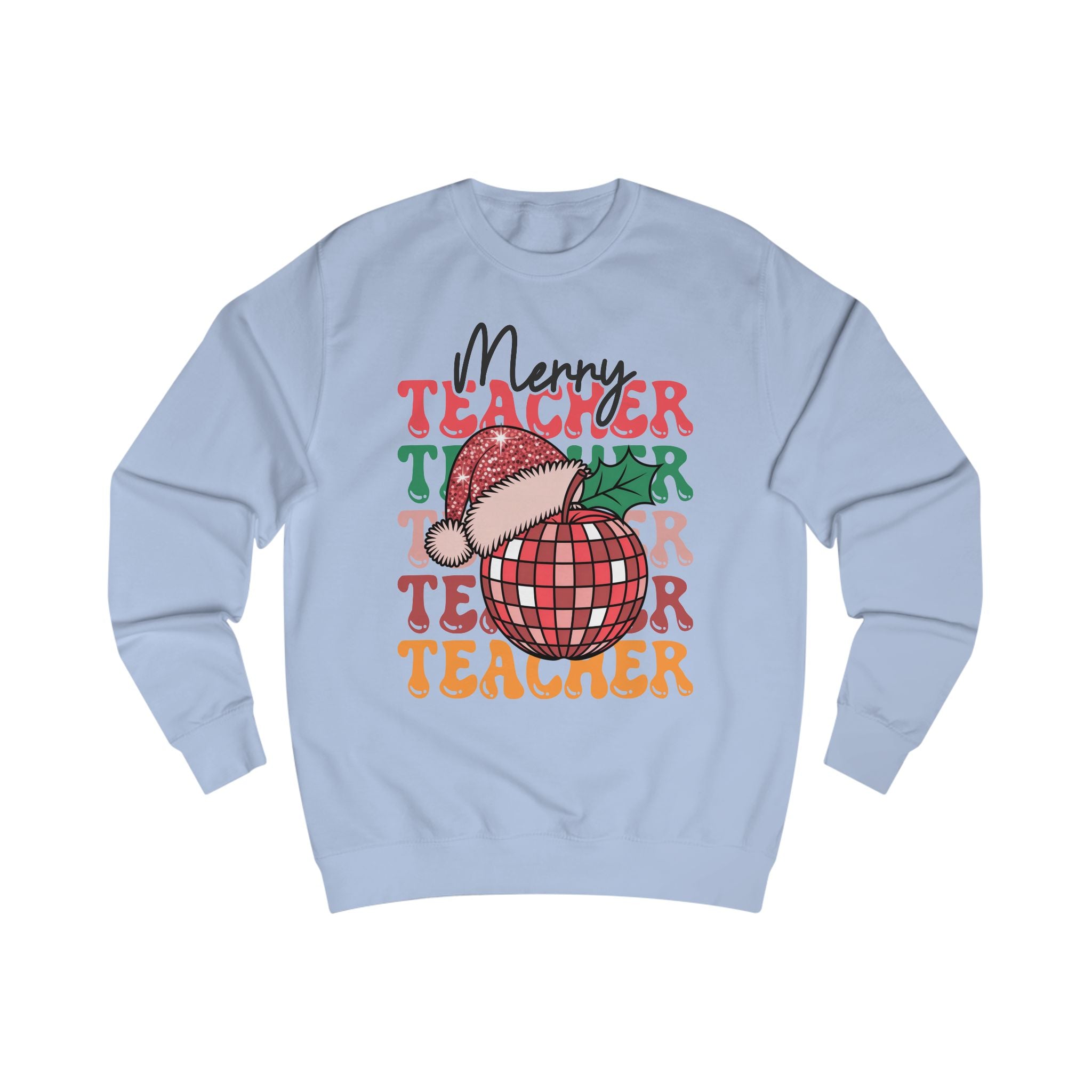 Merry Teacher Christmas Shirt | Retro Disco Apple Design for Educators
