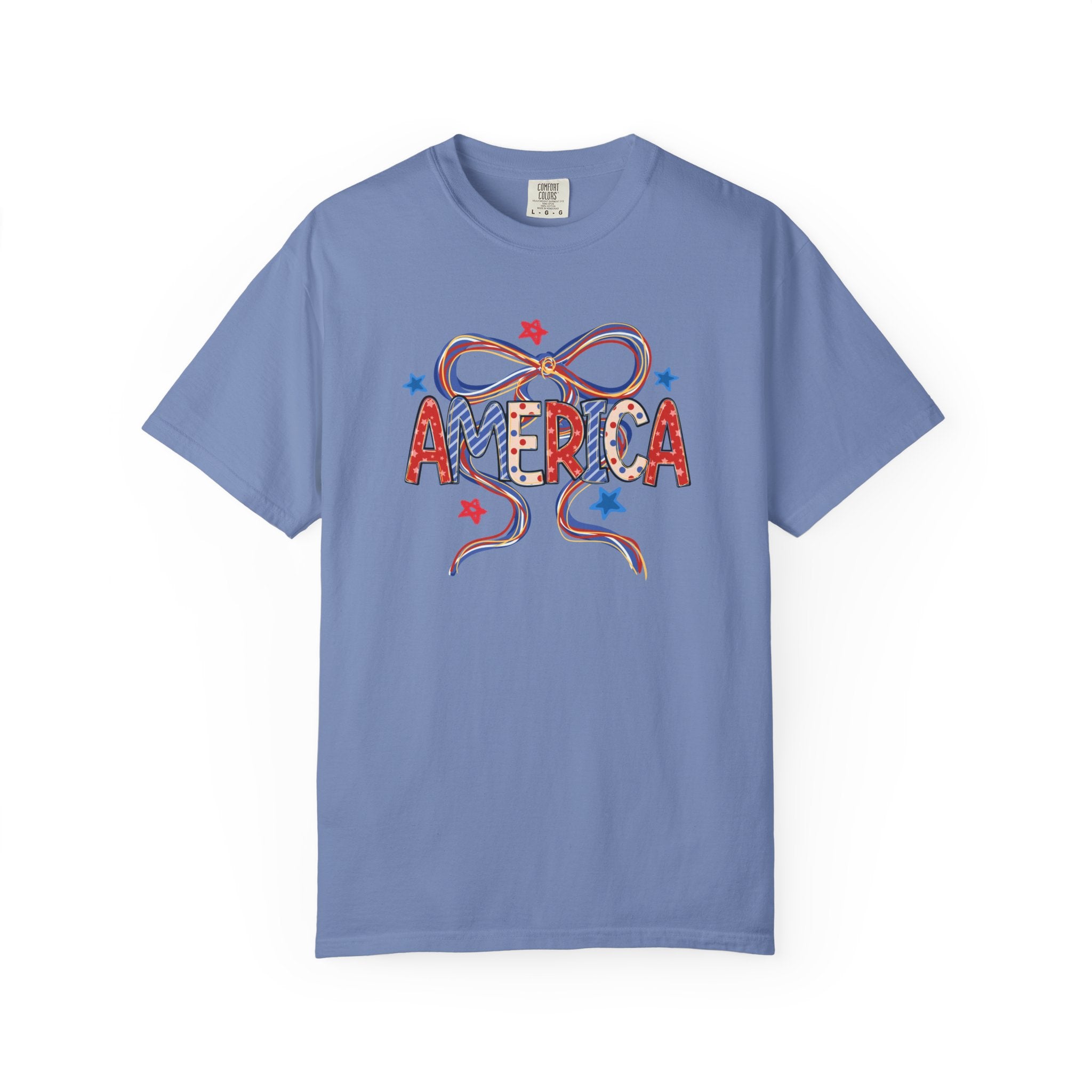 Preppy America Coquette Tee | Patriotic Bow Graphic T-Shirt