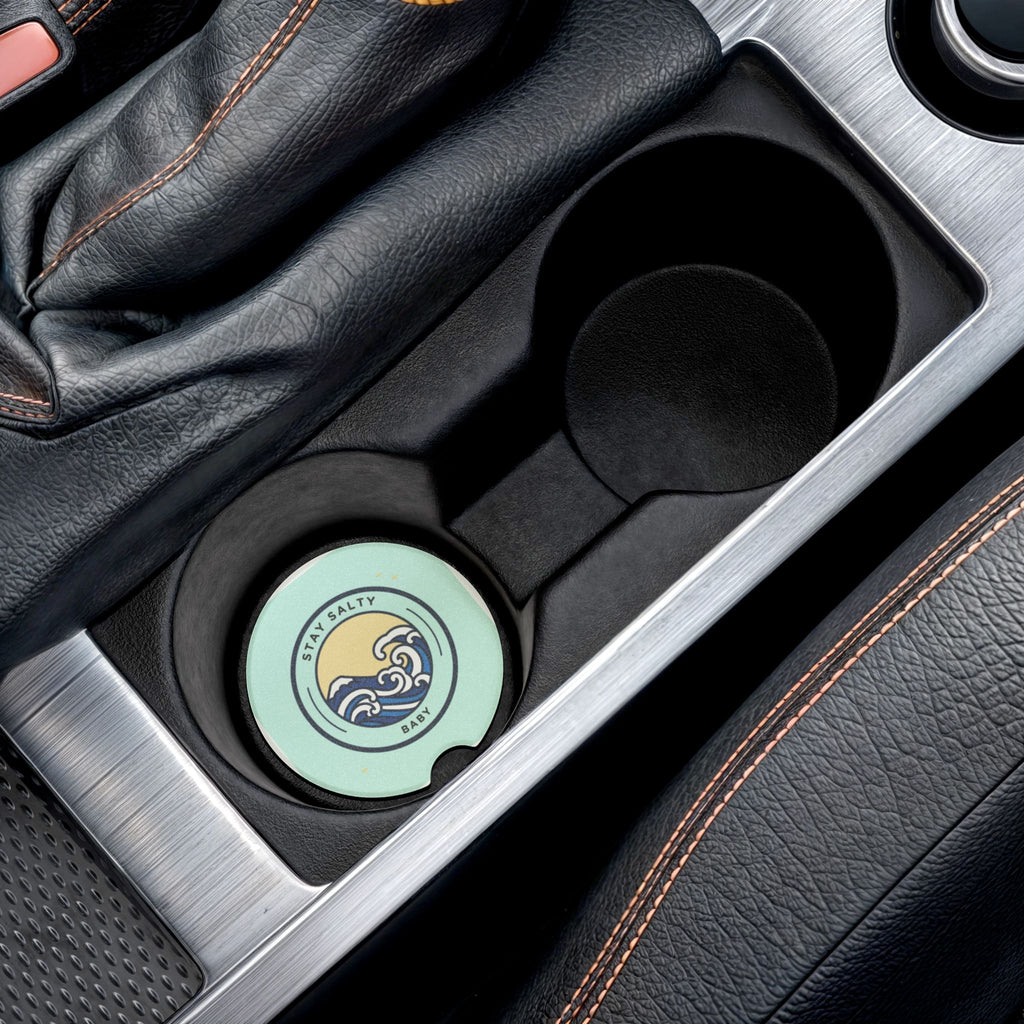 Soapstone Car Coaster – Stay Salty Baby Design | Coastal Gift for Car Lovers
