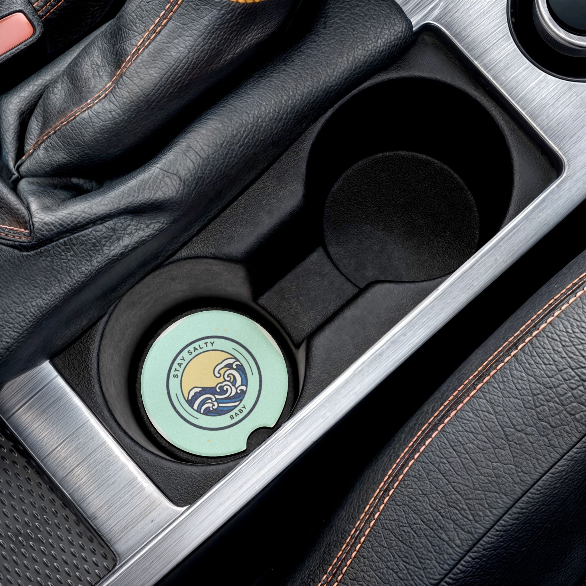 Soapstone Car Coaster – Stay Salty Baby Design | Coastal Gift for Car Lovers