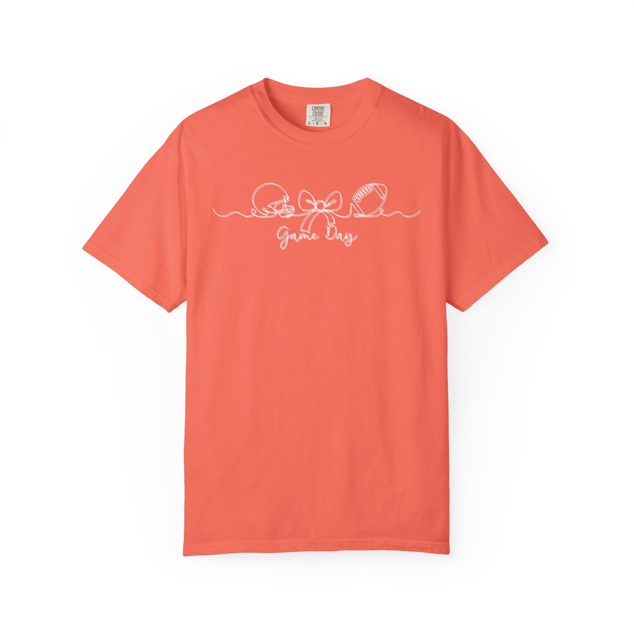 Game Day Football T-Shirt – Cute Bow & Helmet Graphic Tee for Sports Moms & Fans
