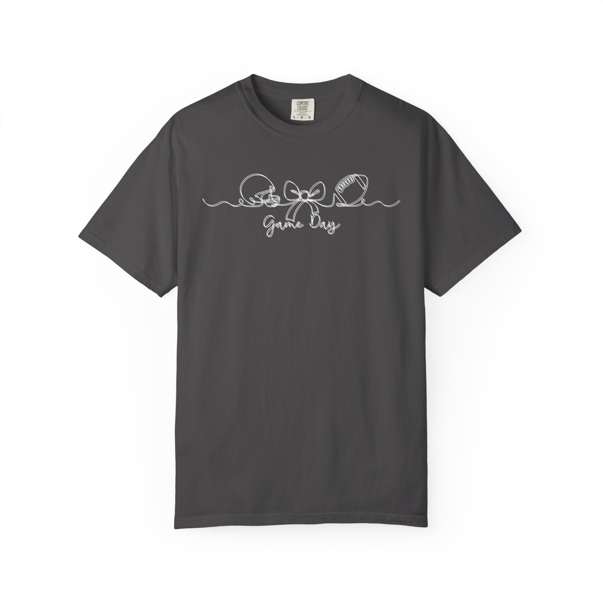 Game Day Football T-Shirt – Cute Bow & Helmet Graphic Tee for Sports Moms & Fans
