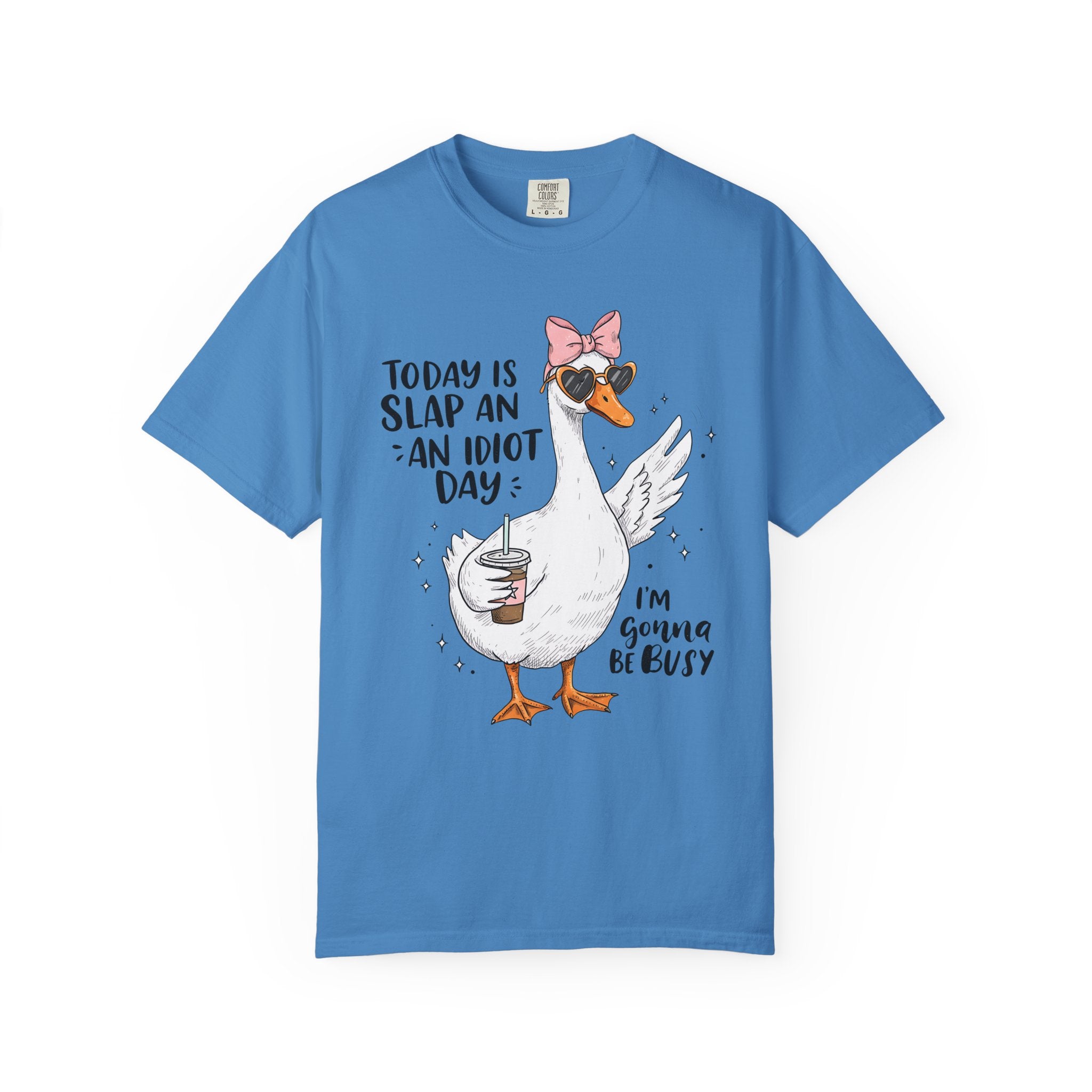 Cool Duck Shirt – Funny Iced Coffee Duck Tee with Bow and Shades, Cute Animal T-Shirt for Coffee Lovers, Quirky Summer Shirt