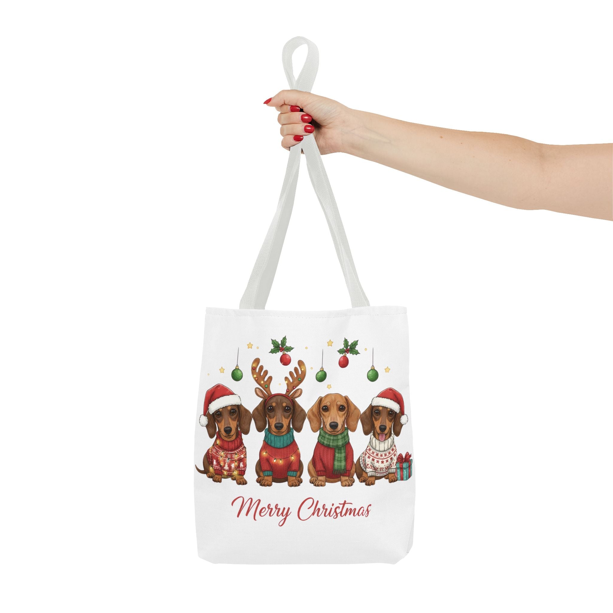 Dachshund Christmas Tote – Canvas Bag with Cute Holiday Dog Design