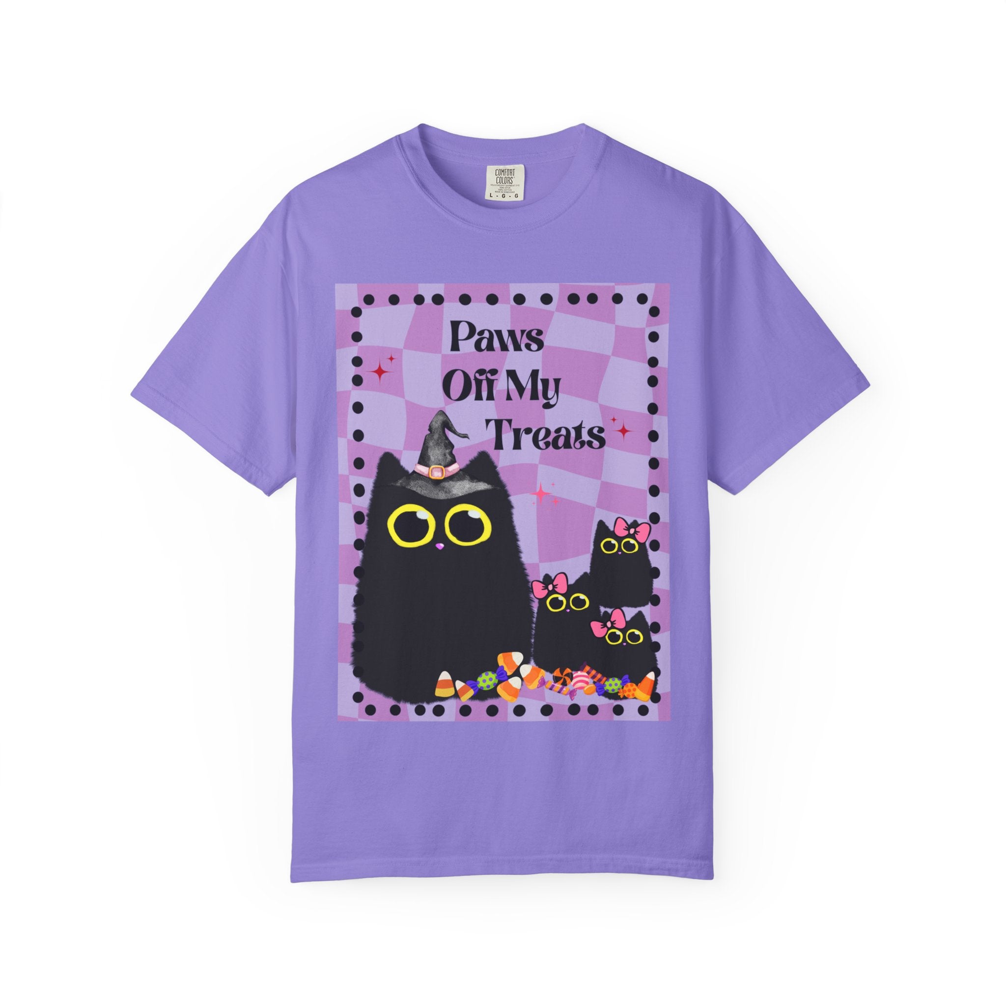Paws Off My Treats Black Cat Halloween Shirt Comfort Colors Tee