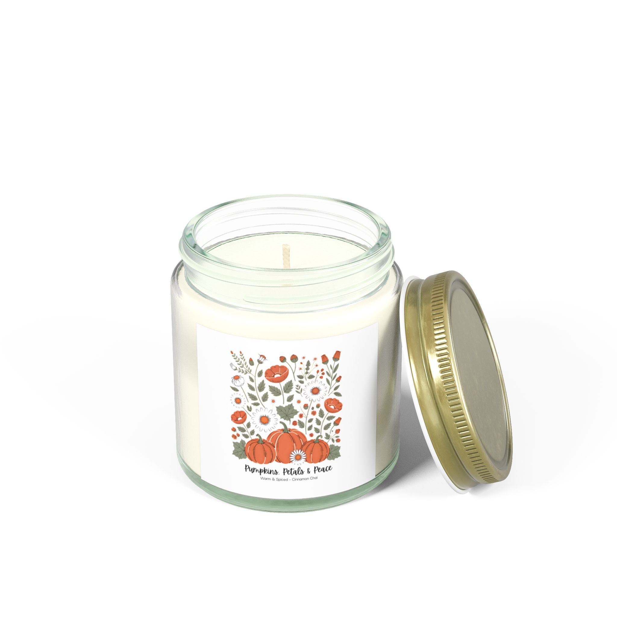 Pumpkins Petals & Peace Candle | Cinnamon Chai Scented Fall Candle | Cozy Home Décor Gift for Her