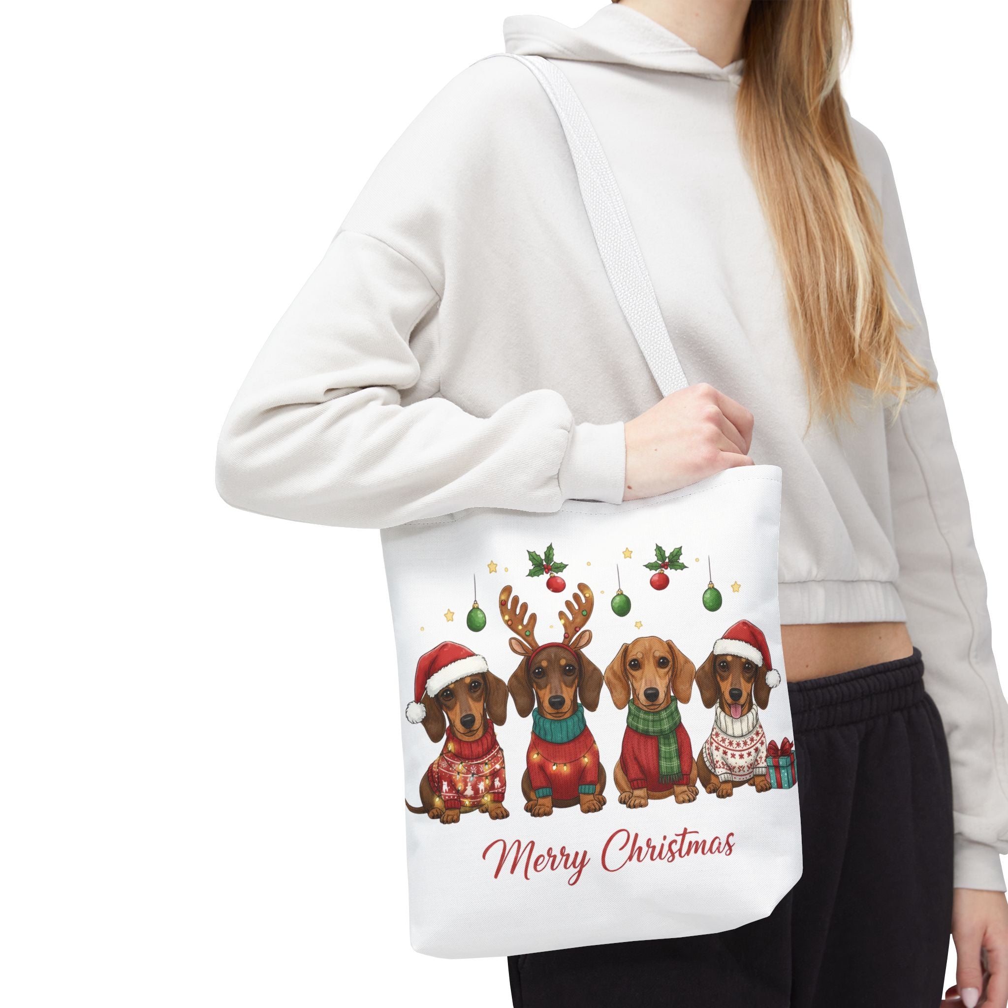 Dachshund Christmas Tote – Canvas Bag with Cute Holiday Dog Design
