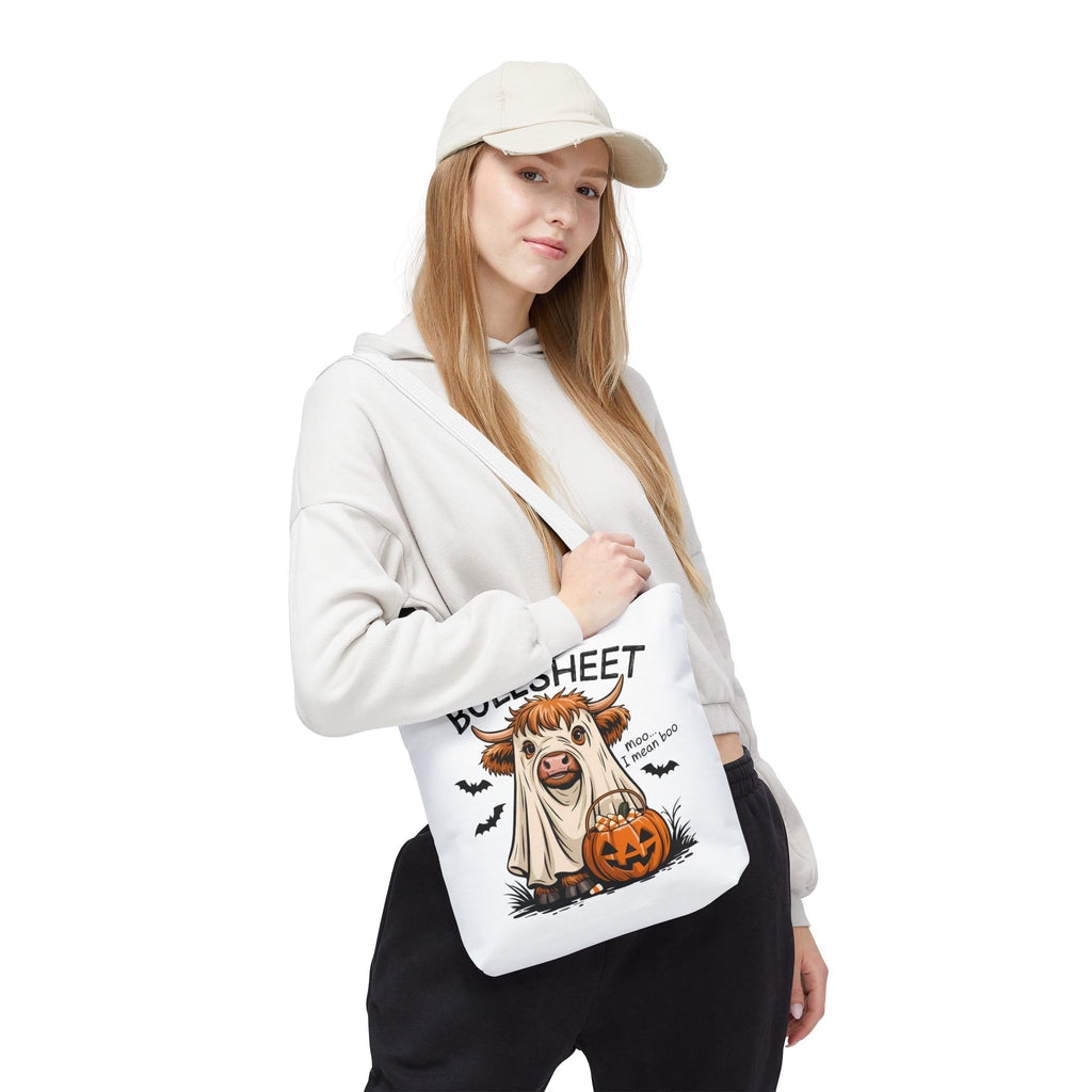 Bullsheet Halloween Canvas Tote Bag – Highland Cow Trick-or-Treat Bag