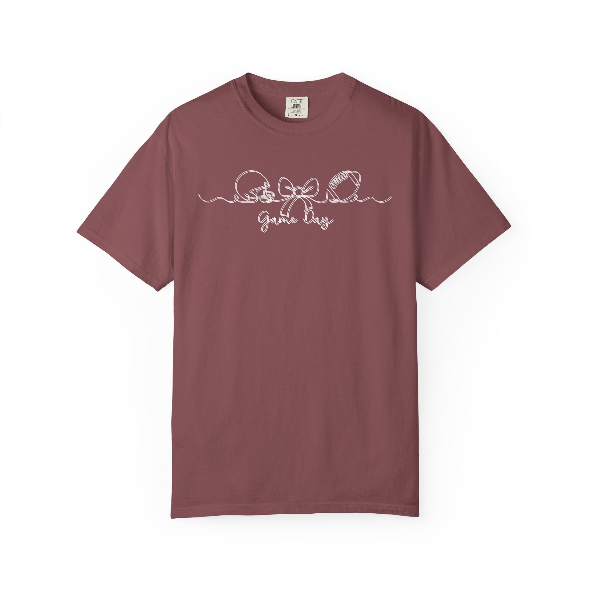 Game Day Football T-Shirt – Cute Bow & Helmet Graphic Tee for Sports Moms & Fans