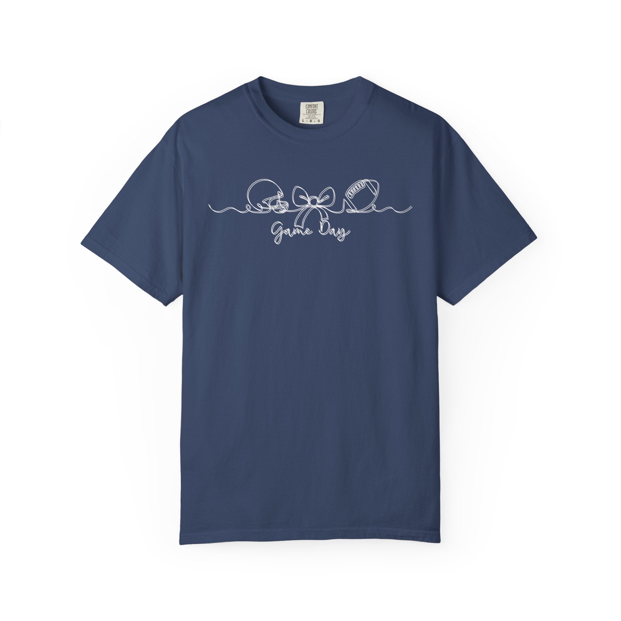 Game Day Football T-Shirt – Cute Bow & Helmet Graphic Tee for Sports Moms & Fans