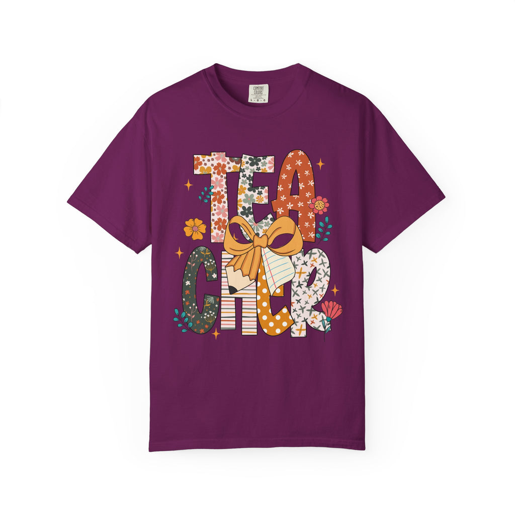 Floral Teacher T-Shirt – Cute Wildflower Graphic Tee with Bow for Women & Educators
