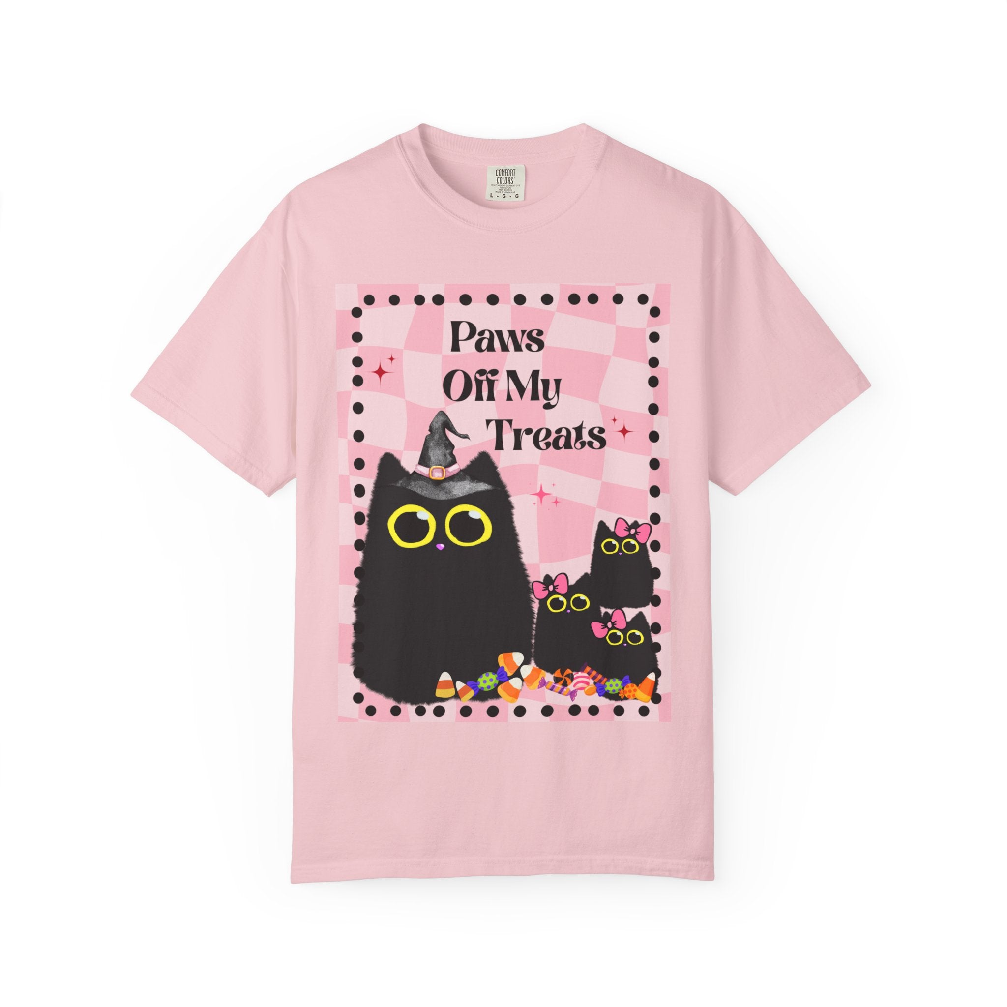 Paws Off My Treats Black Cat Halloween Shirt Comfort Colors Tee