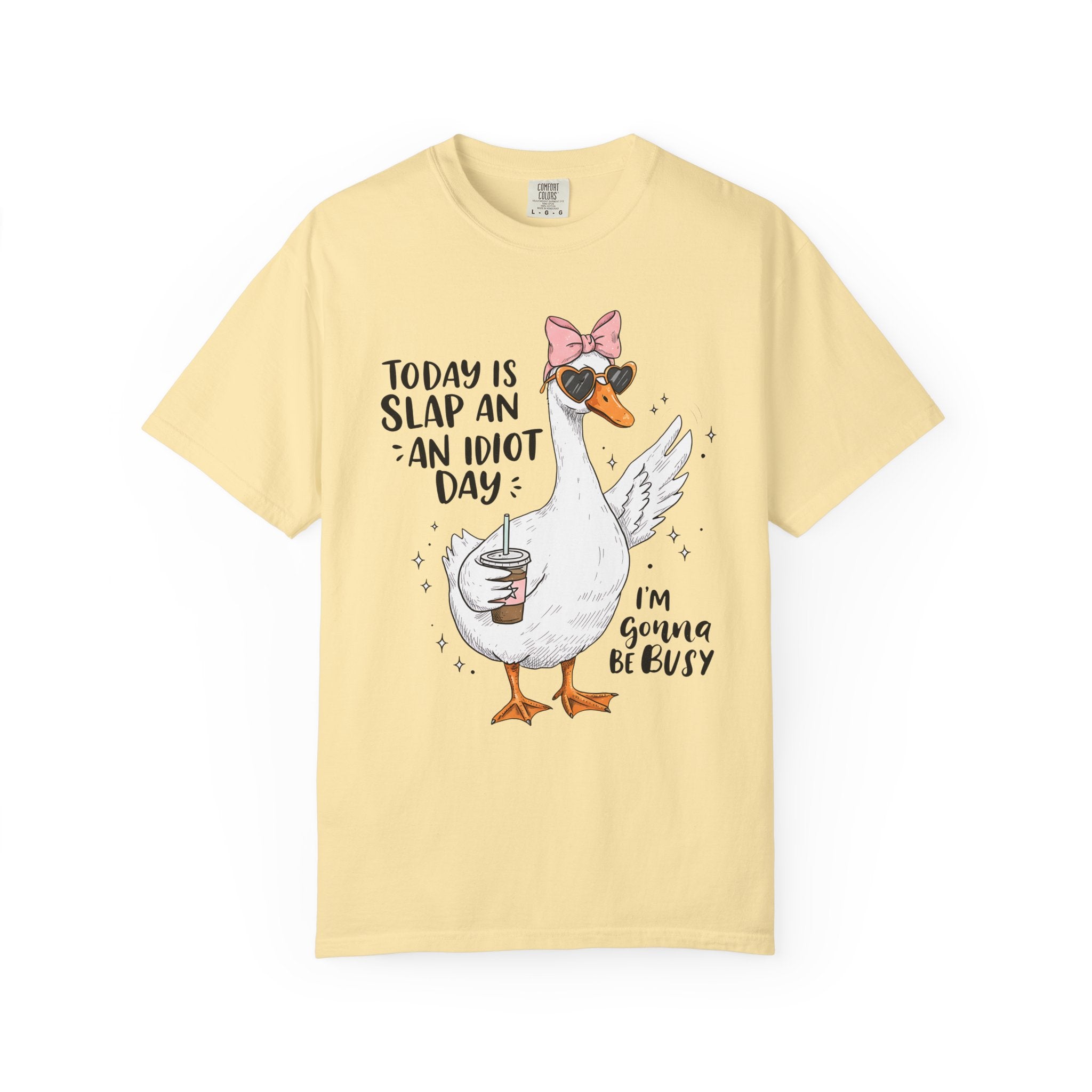Cool Duck Shirt – Funny Iced Coffee Duck Tee with Bow and Shades, Cute Animal T-Shirt for Coffee Lovers, Quirky Summer Shirt