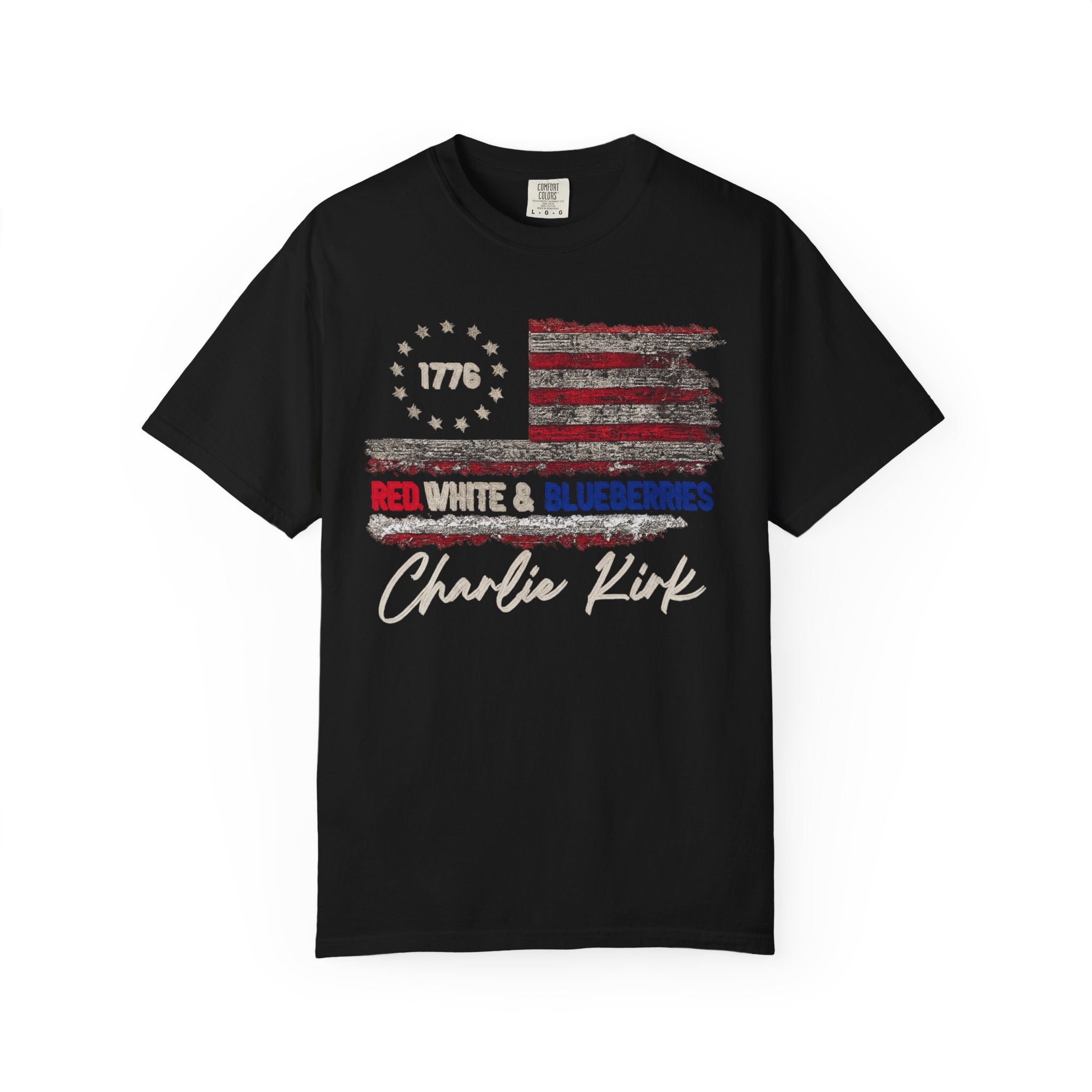 1776 Red White & Blueberries Shirt|Distressed American Flag Patriotic Tee
