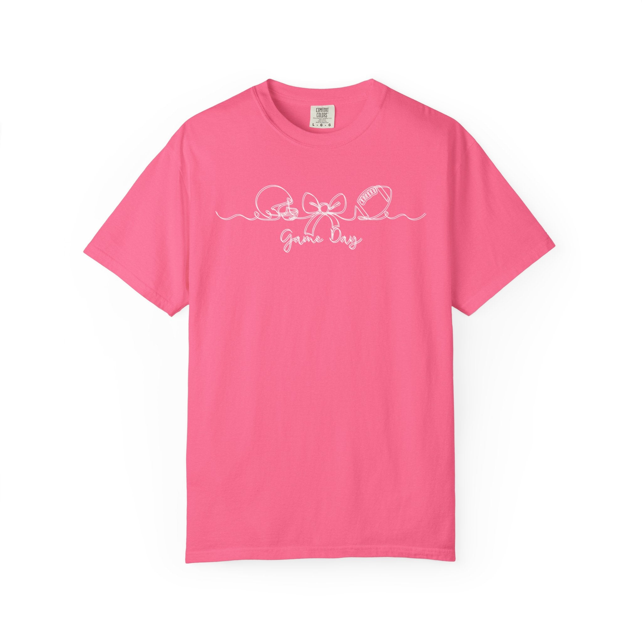 Game Day Football T-Shirt – Cute Bow & Helmet Graphic Tee for Sports Moms & Fans