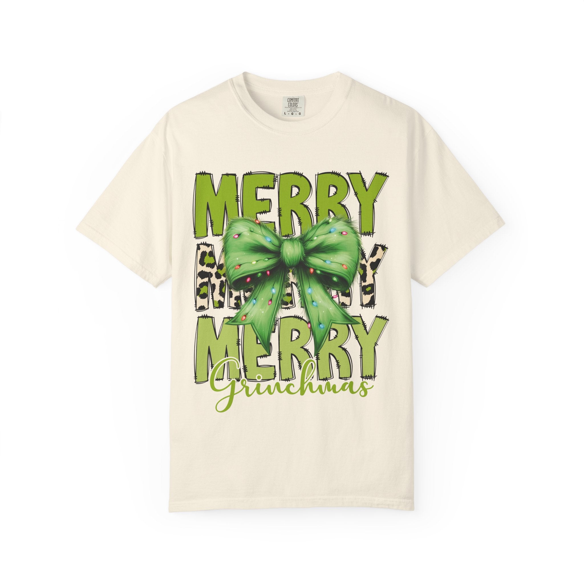 Merry Merry Grinchmas Shirt – Funny Christmas Tee with Leopard Bow